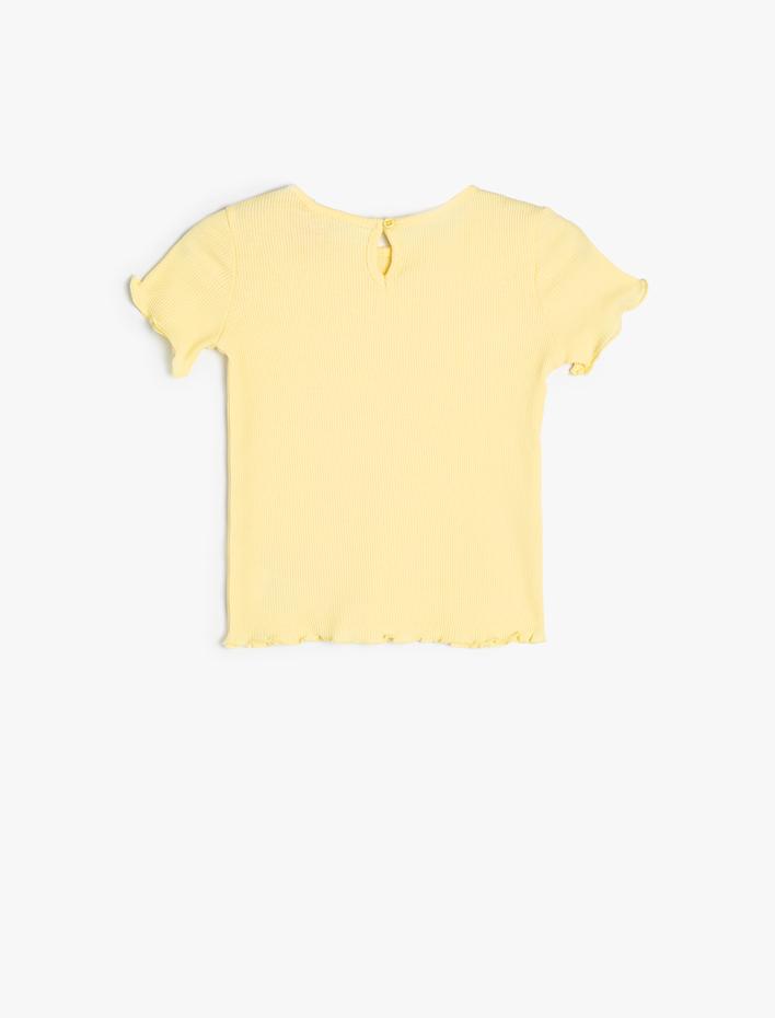 Kız Bebek Tişört Kısa Kollu Bisiklet Yaka Ribanalı Pamuklu