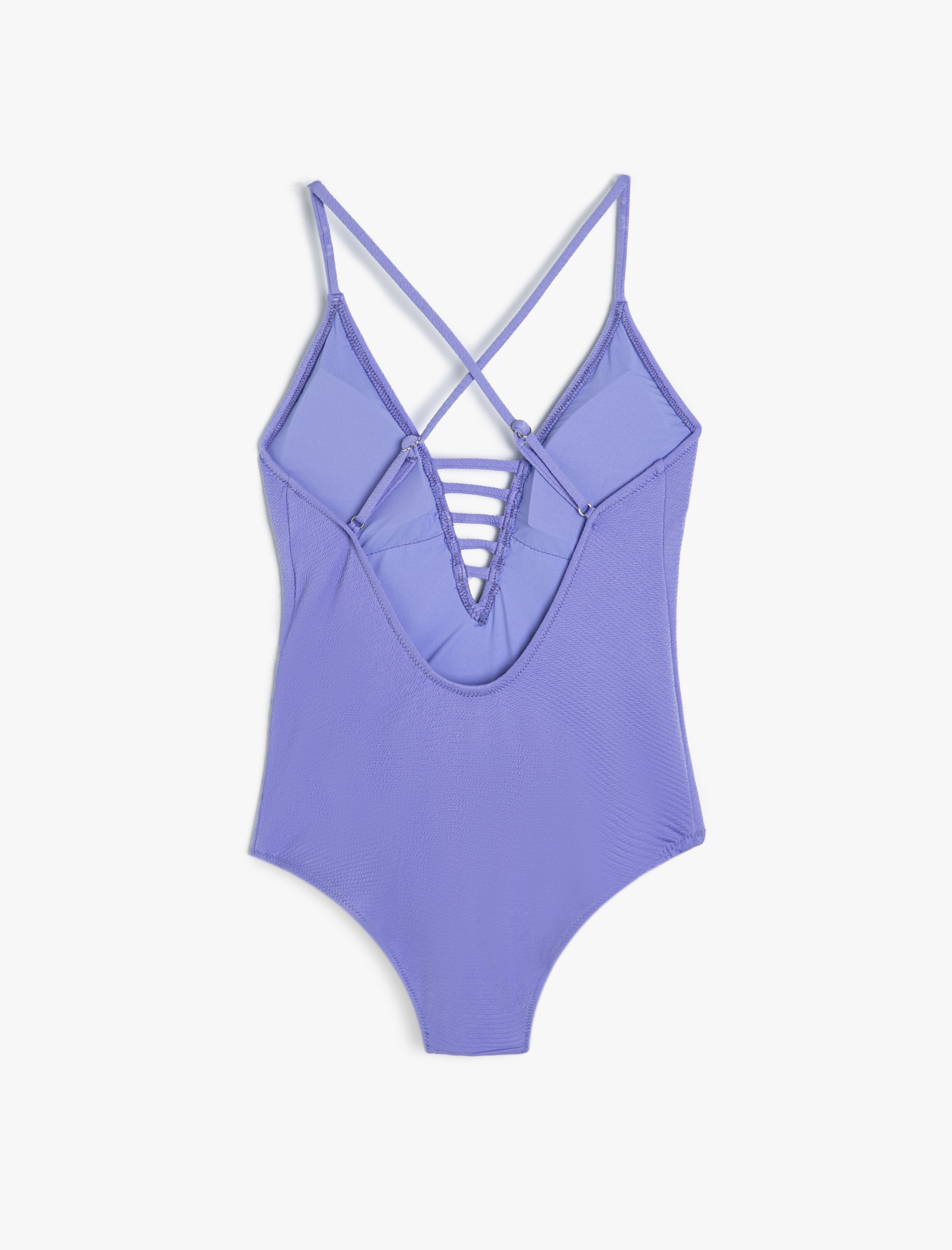   Derin V Yaka Mayo Biye Detaylı Dokulu Askılı Kaplı