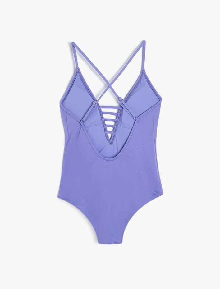  Derin V Yaka Mayo Biye Detaylı Dokulu Askılı Kaplı