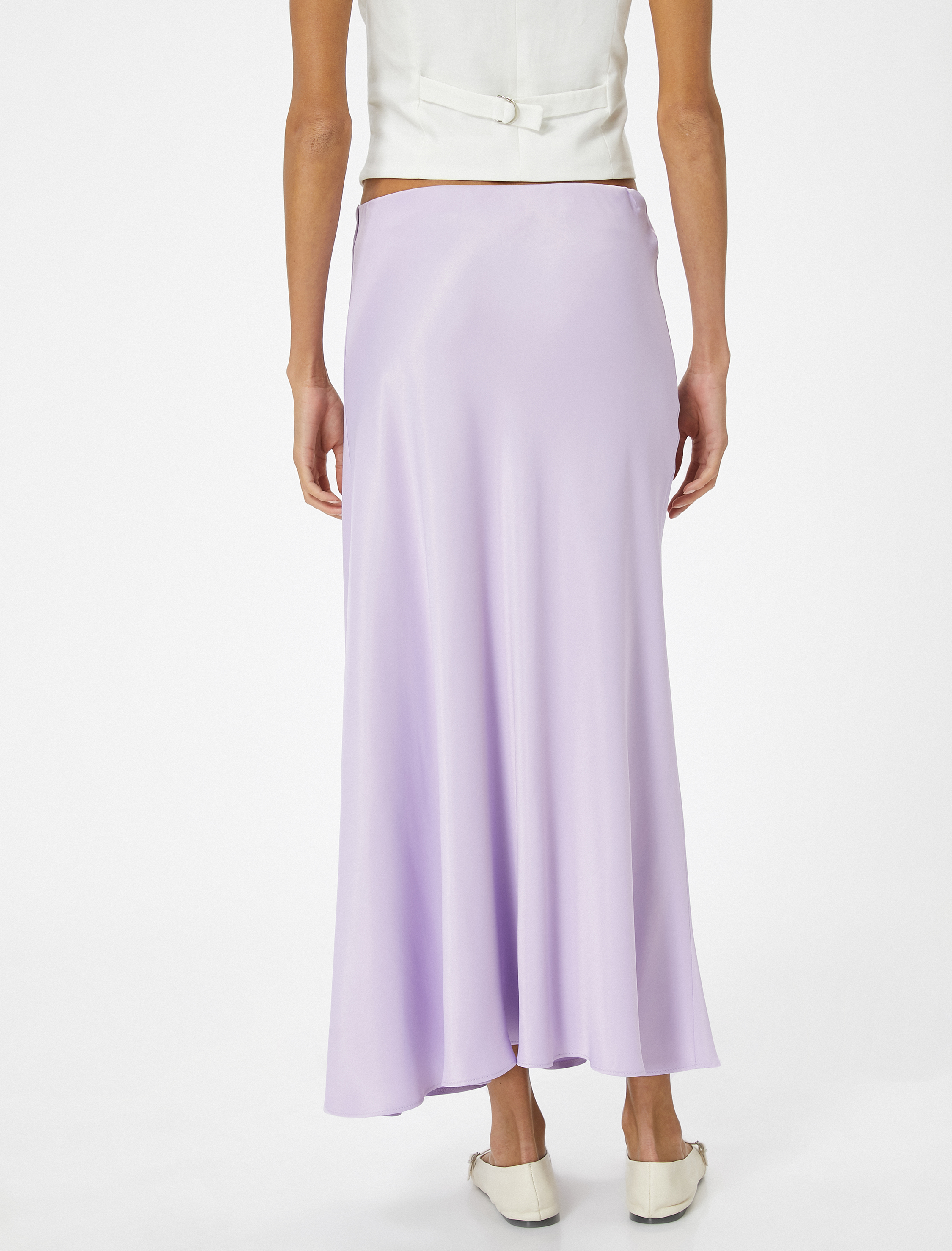   Viskon Kloş Etek Midi Boy Normal Bel