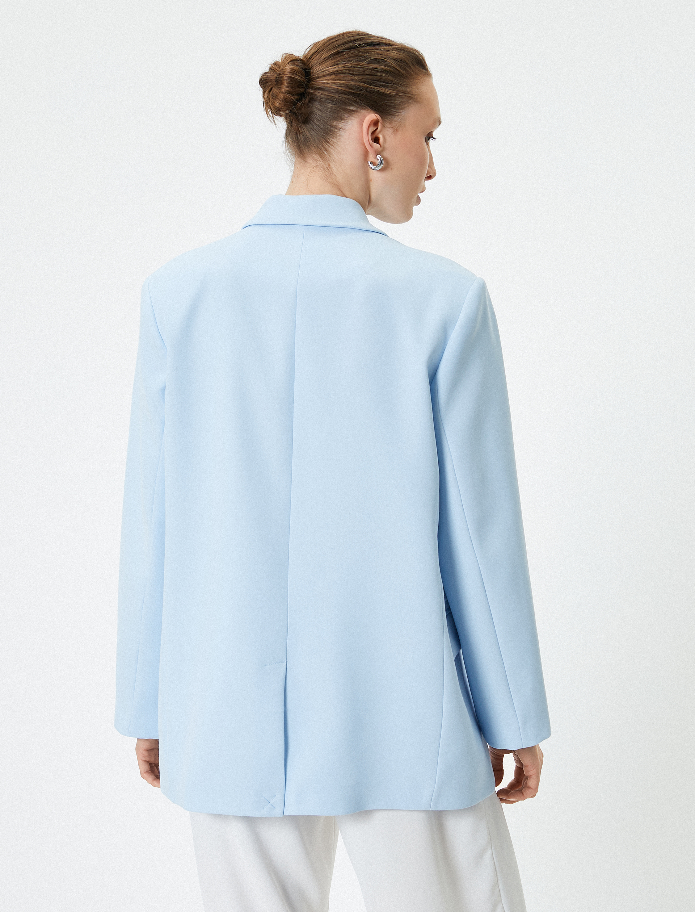   Blazer Ceket Tek Düğmeli Kapaklı Cepli Standart Kesim