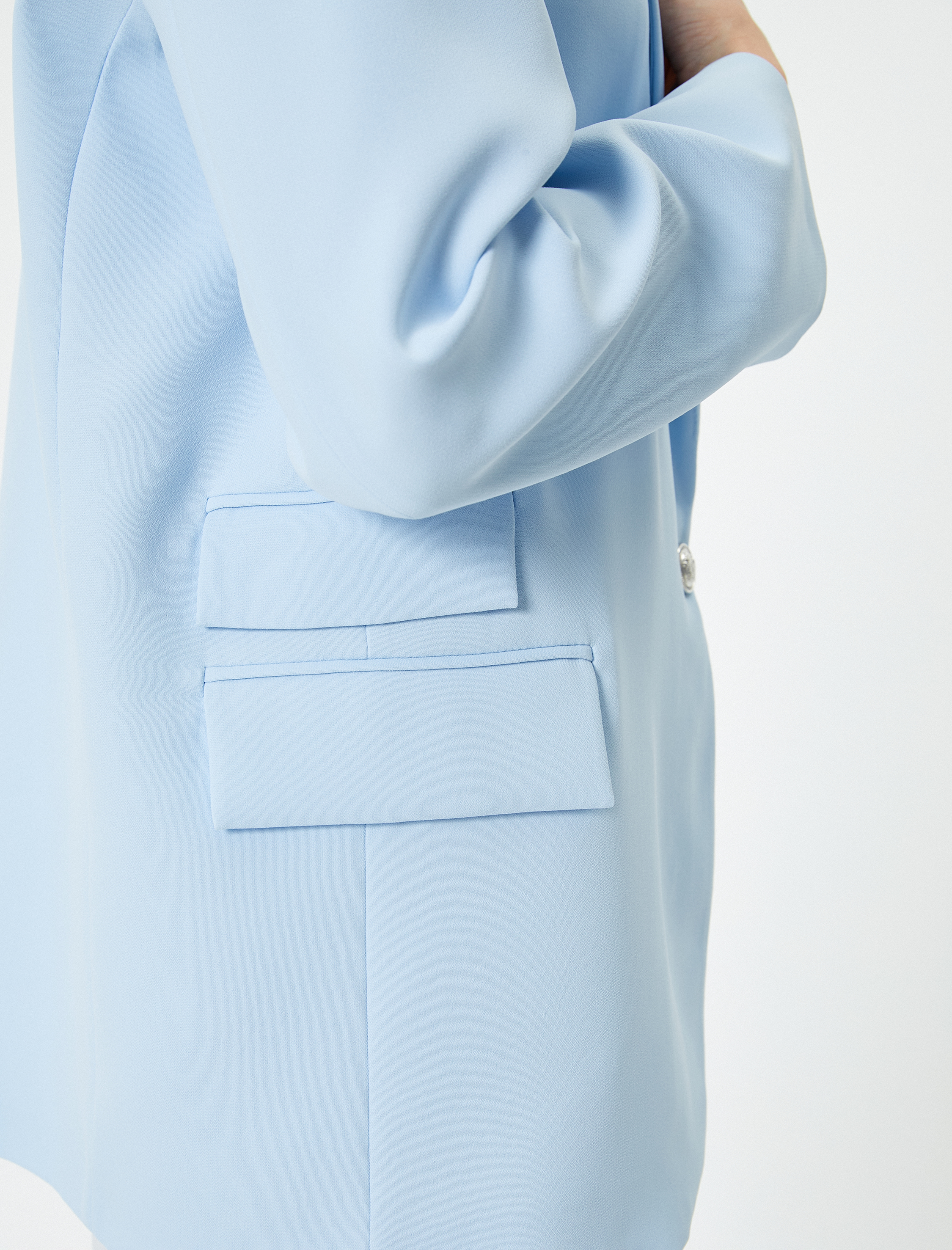   Blazer Ceket Tek Düğmeli Kapaklı Cepli Standart Kesim