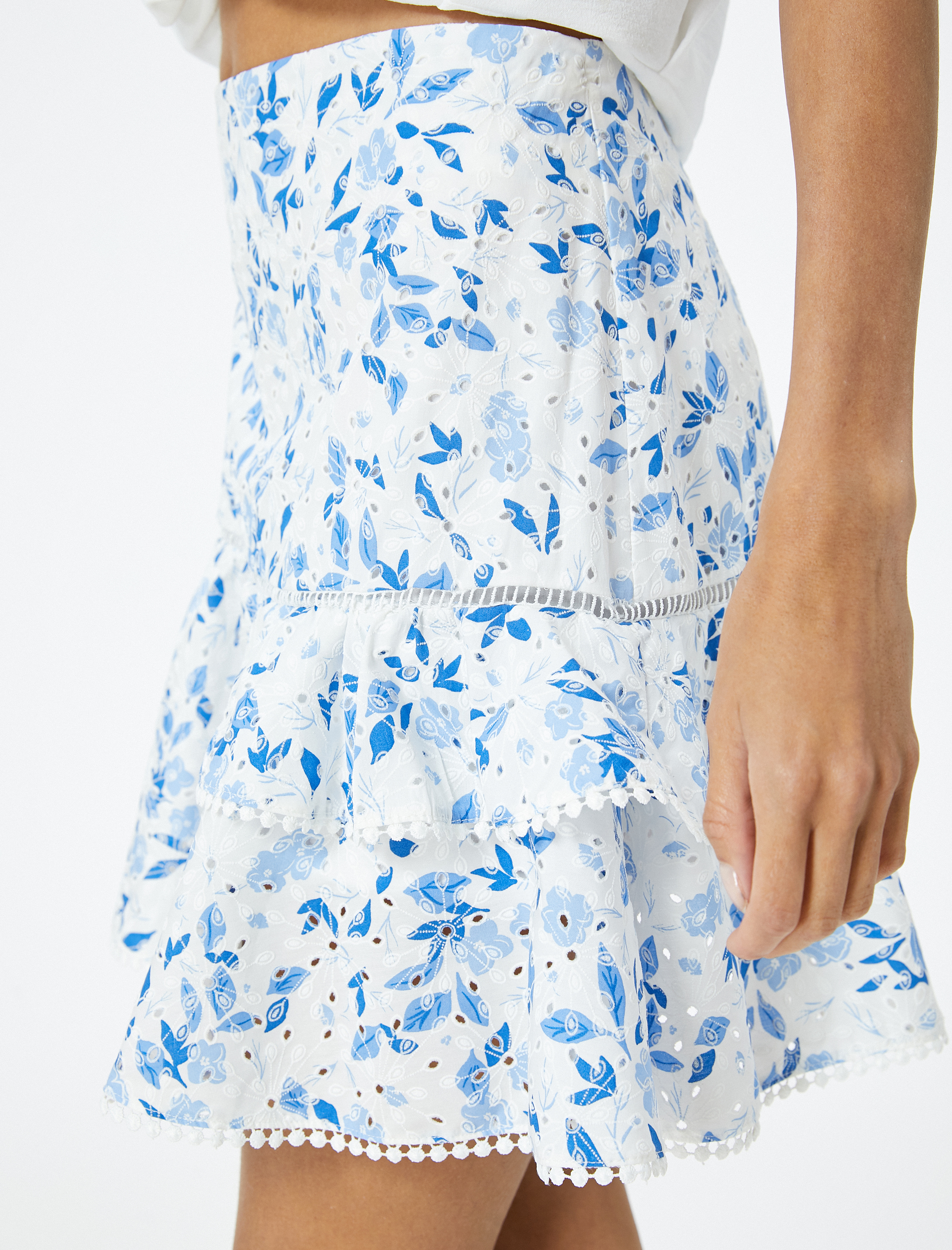   Çiçekli Mini Fisto Etek Volanlı Pamuklu