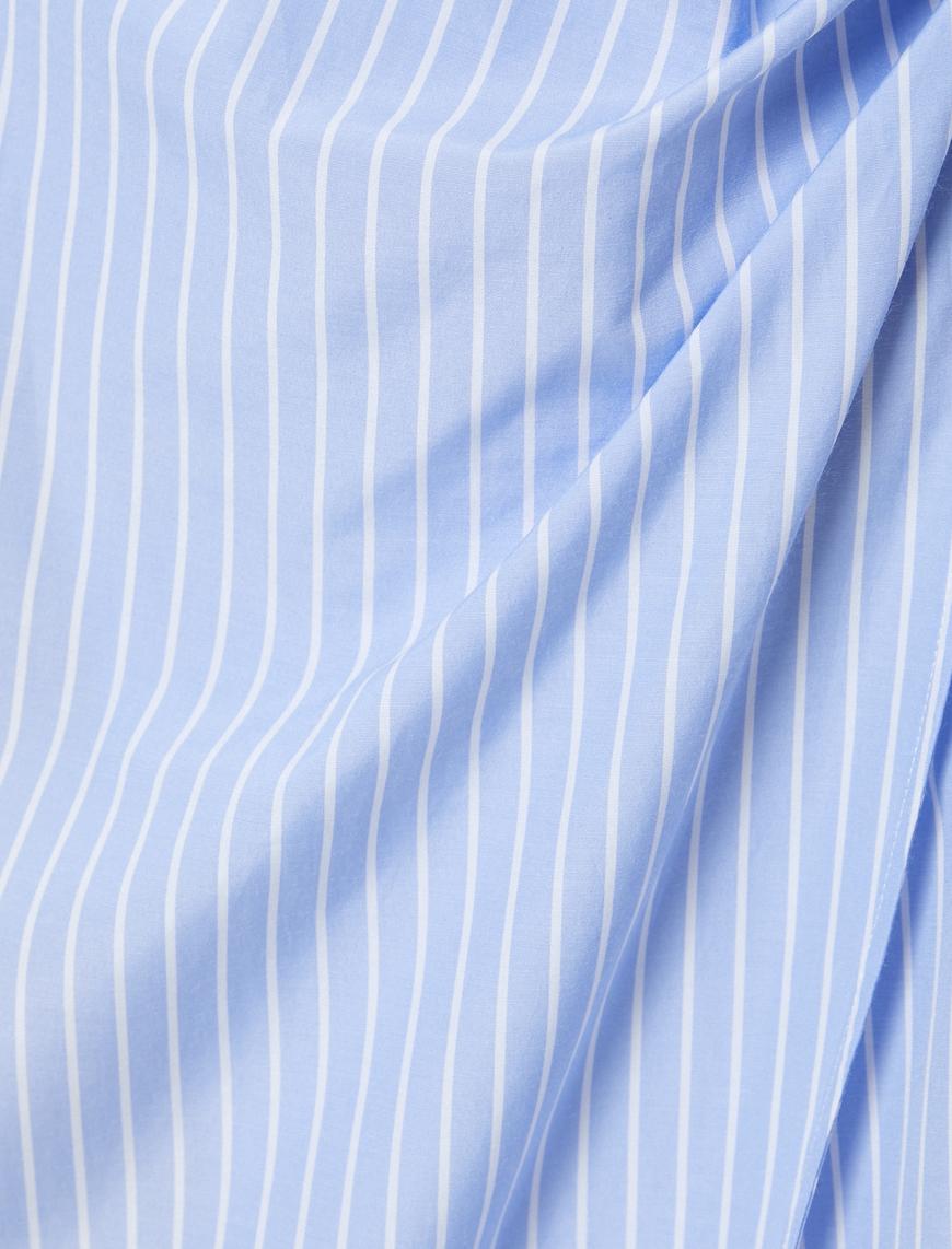   Midi Gömlek Elbise Uzun Kollu Anvelop Metal Aksesuarlı Standart Kesim