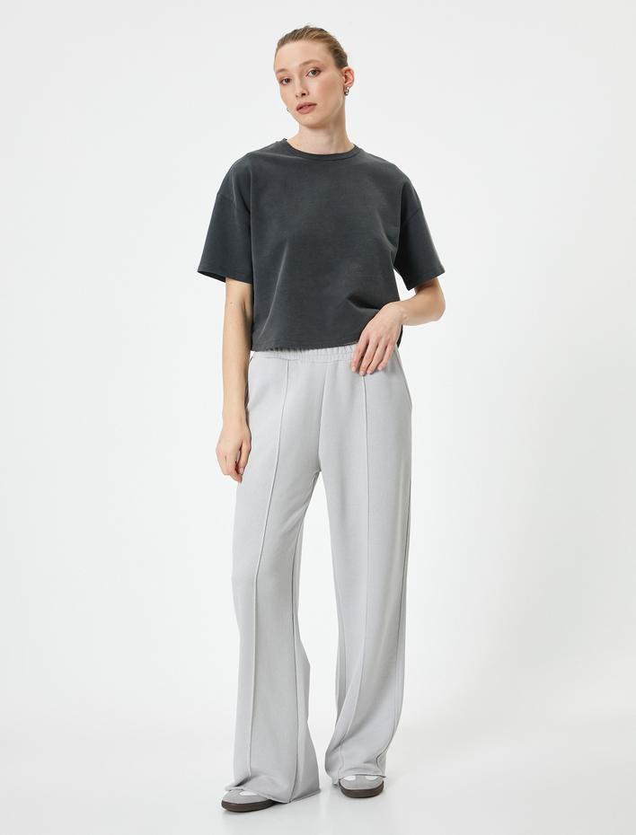  Basic Tişört Kısa Kollu Bisiklet Yaka Pamuklu Standart Kesim