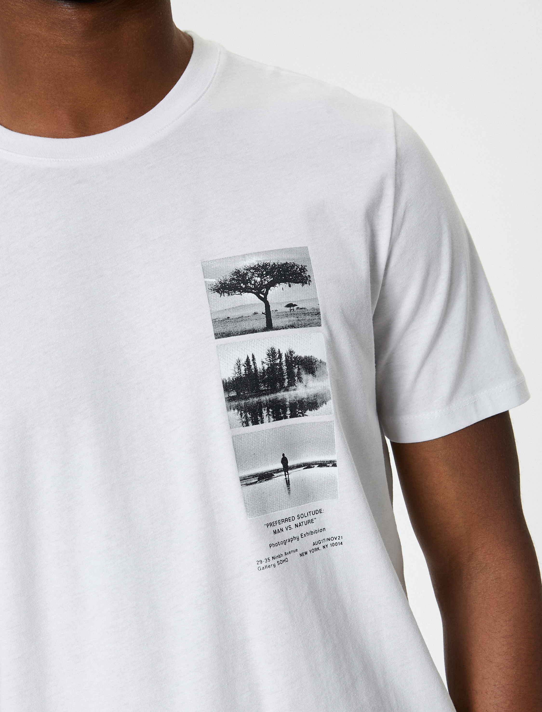   Baskılı Tişört Bisiklet Yaka Kısa Kollu Pamuklu