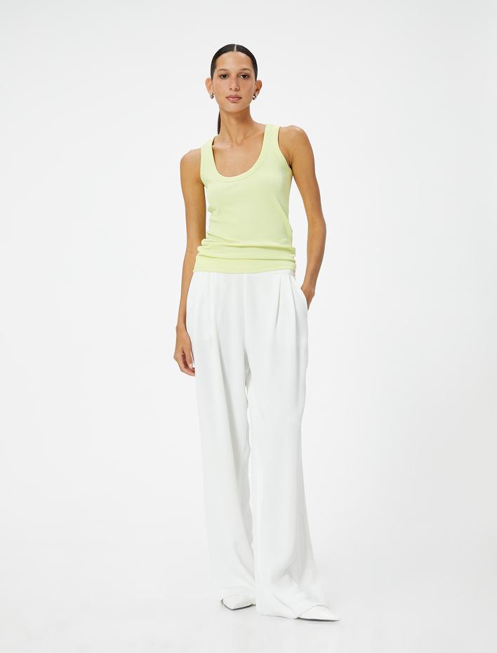  Fitilli Atlet Kalın Askılı U Yaka Slim Fit