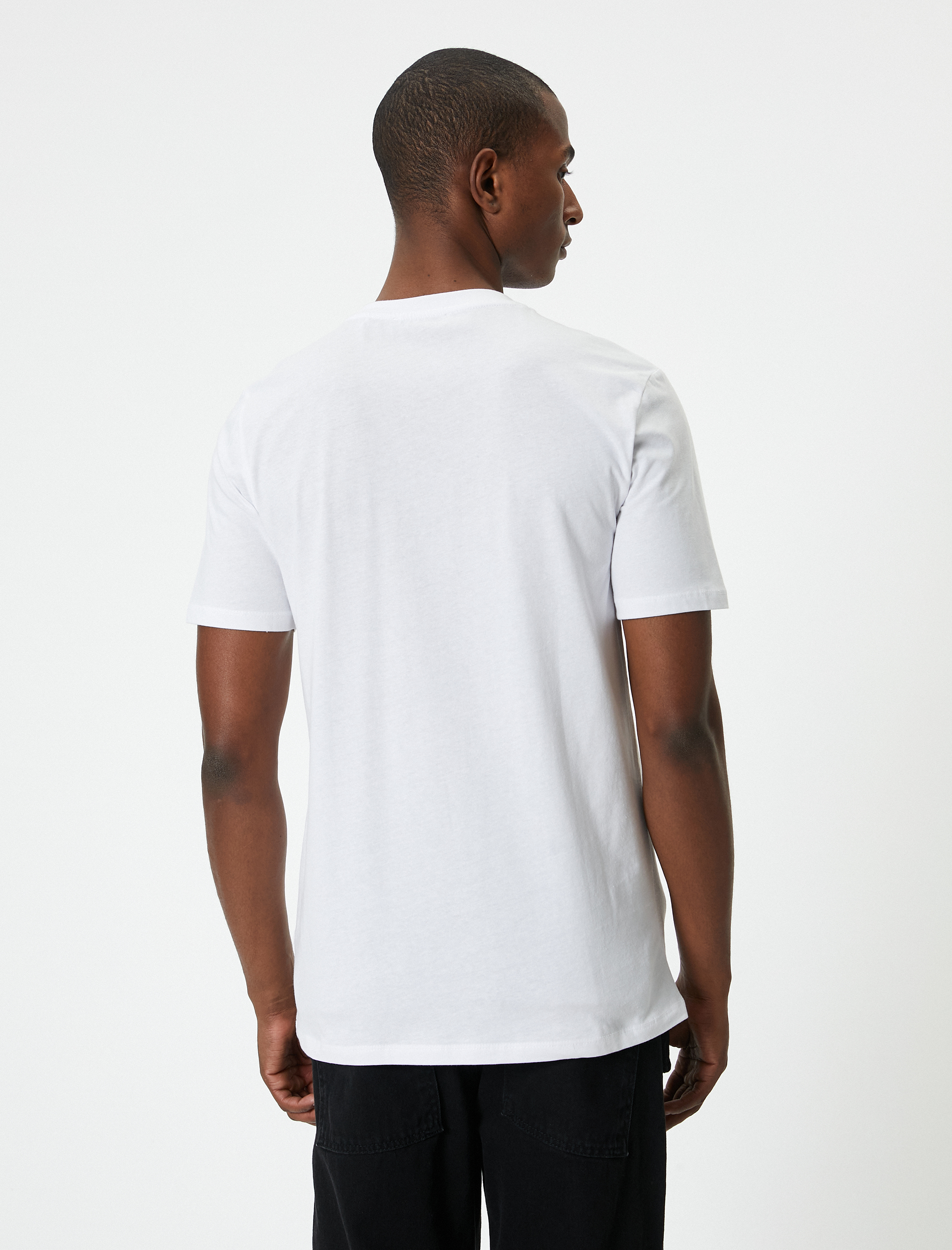   Slogan Baskılı Tişört Slim Fit Bisiklet Yaka Kısa Kollu