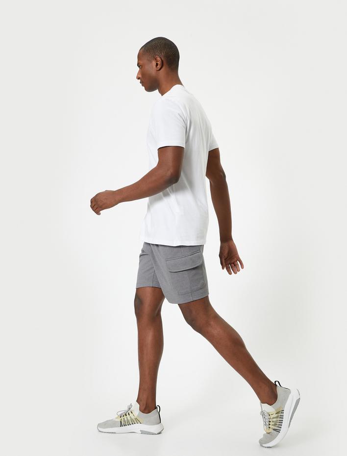  Kargo Şort Cep Detaylı Beli Bağcıklı Üç İplik Kumaş Pamuk Karışımlı