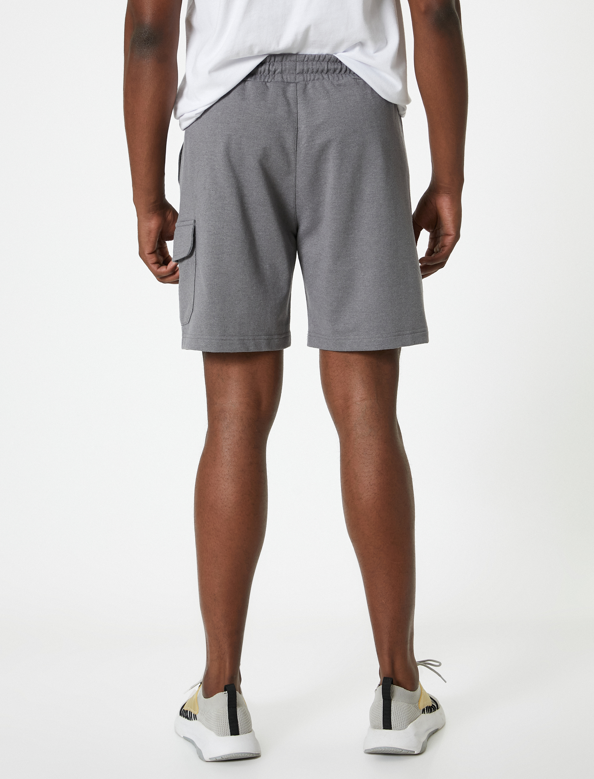   Kargo Şort Cep Detaylı Beli Bağcıklı Üç İplik Kumaş Pamuk Karışımlı