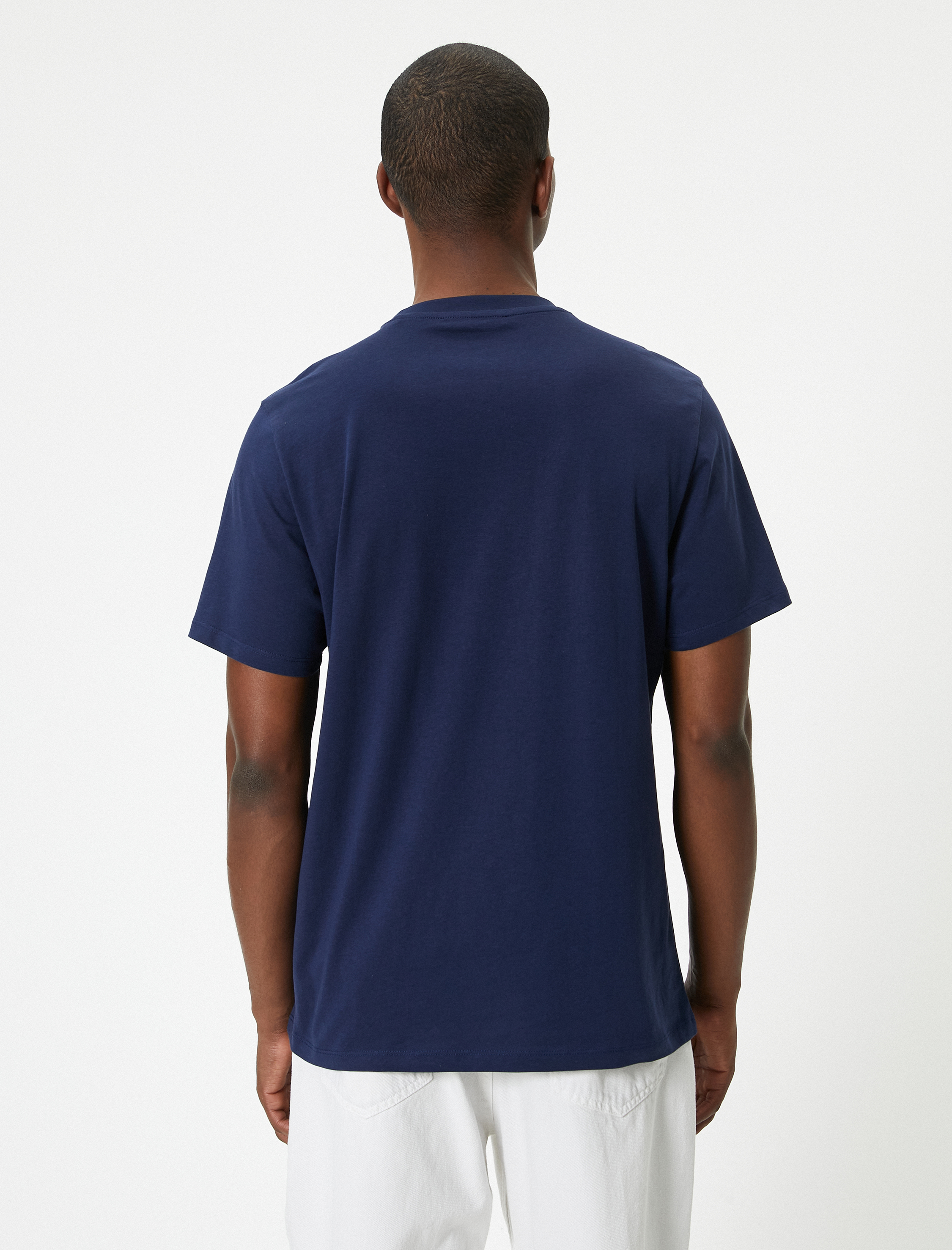   Kolej Baskılı Tişört Bisiklet Yaka Kısa Kollu