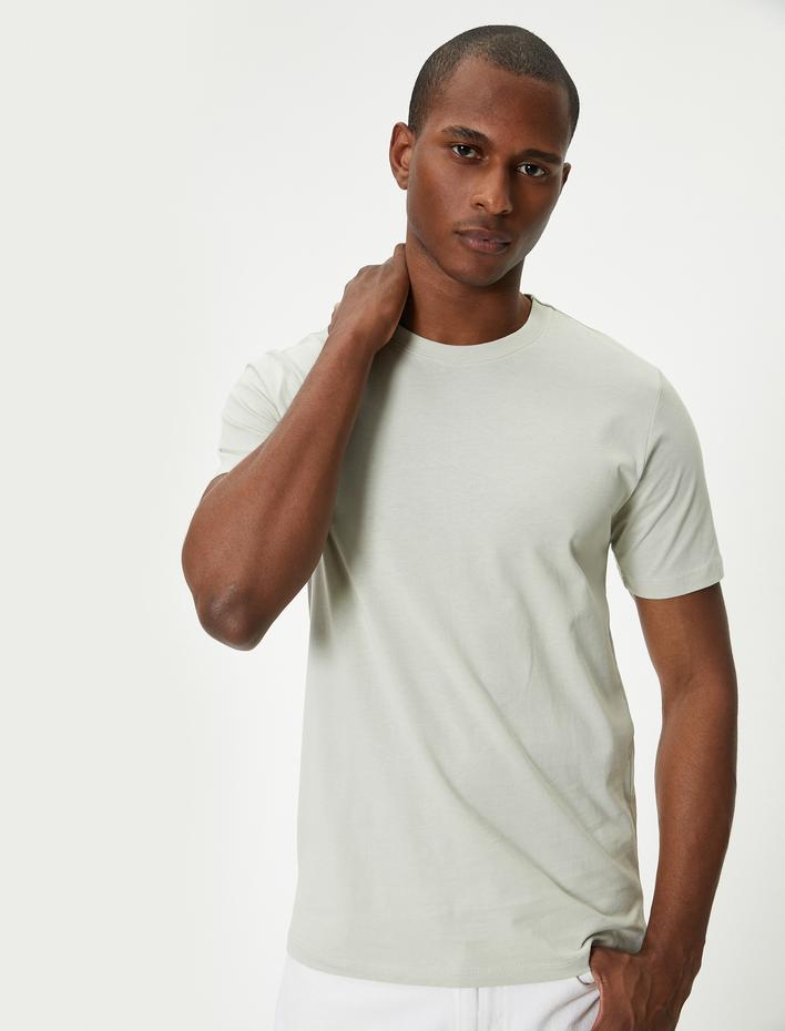 Basic Tişört Slim Fit Kısa Kollu Bisiklet Yaka