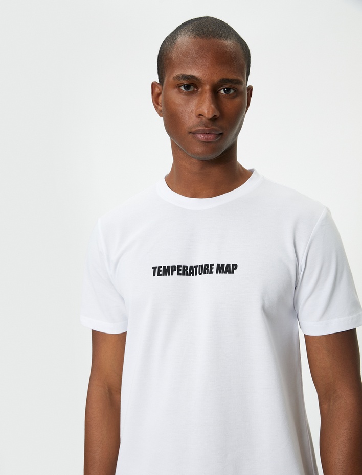  Slogan Baskılı Tişört Slim Fit Bisiklet Yaka Kısa Kollu