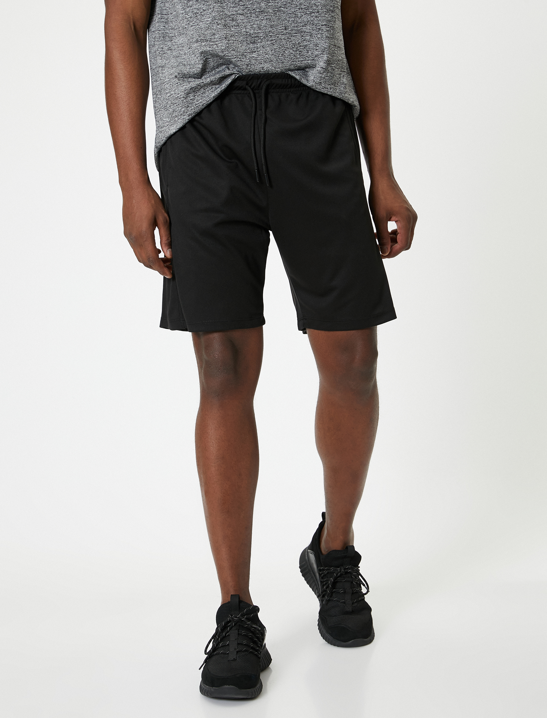   Spor Şort Beli Bağcıklı Slogan Baskılı Cepli