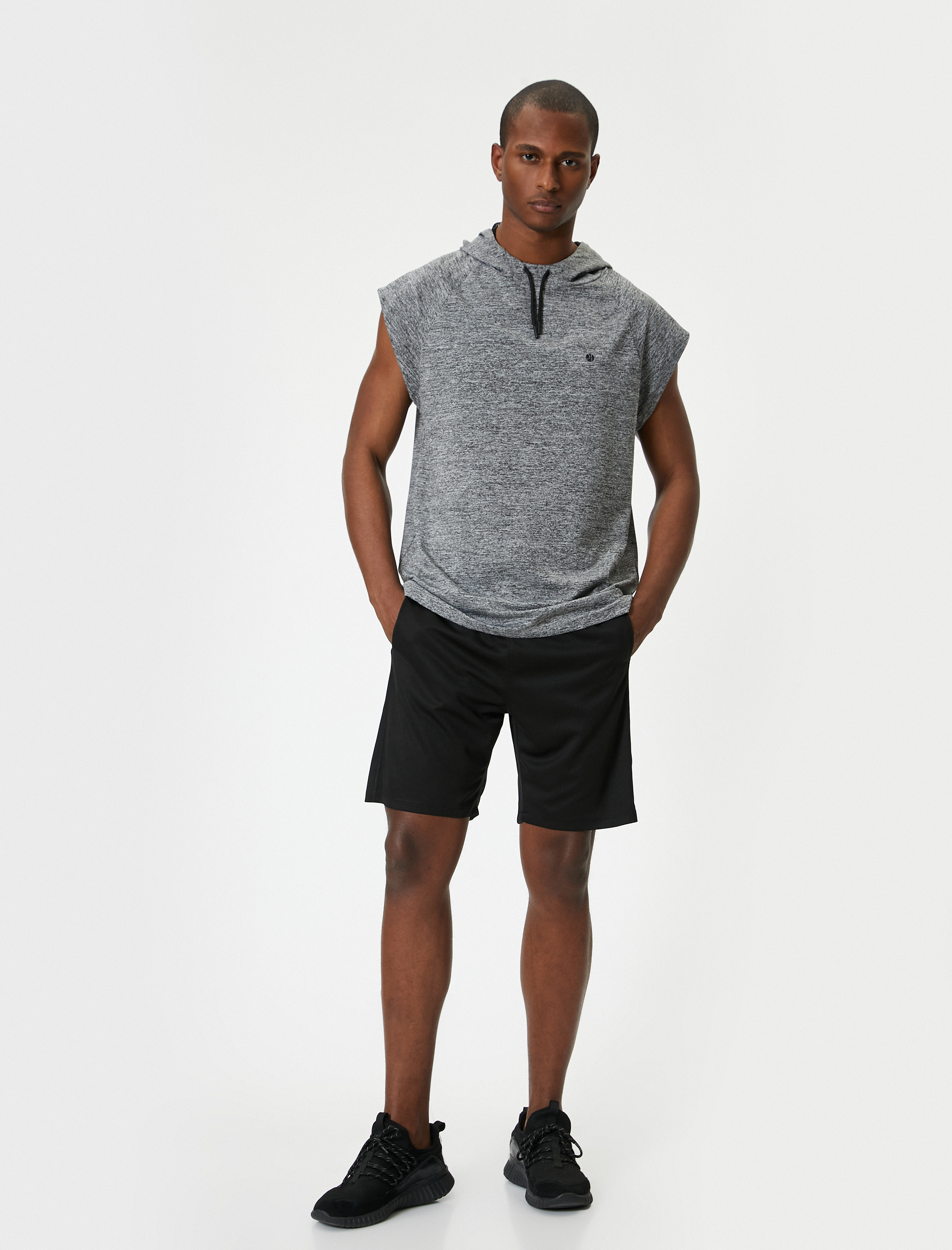   Spor Şort Beli Bağcıklı Slogan Baskılı Cepli