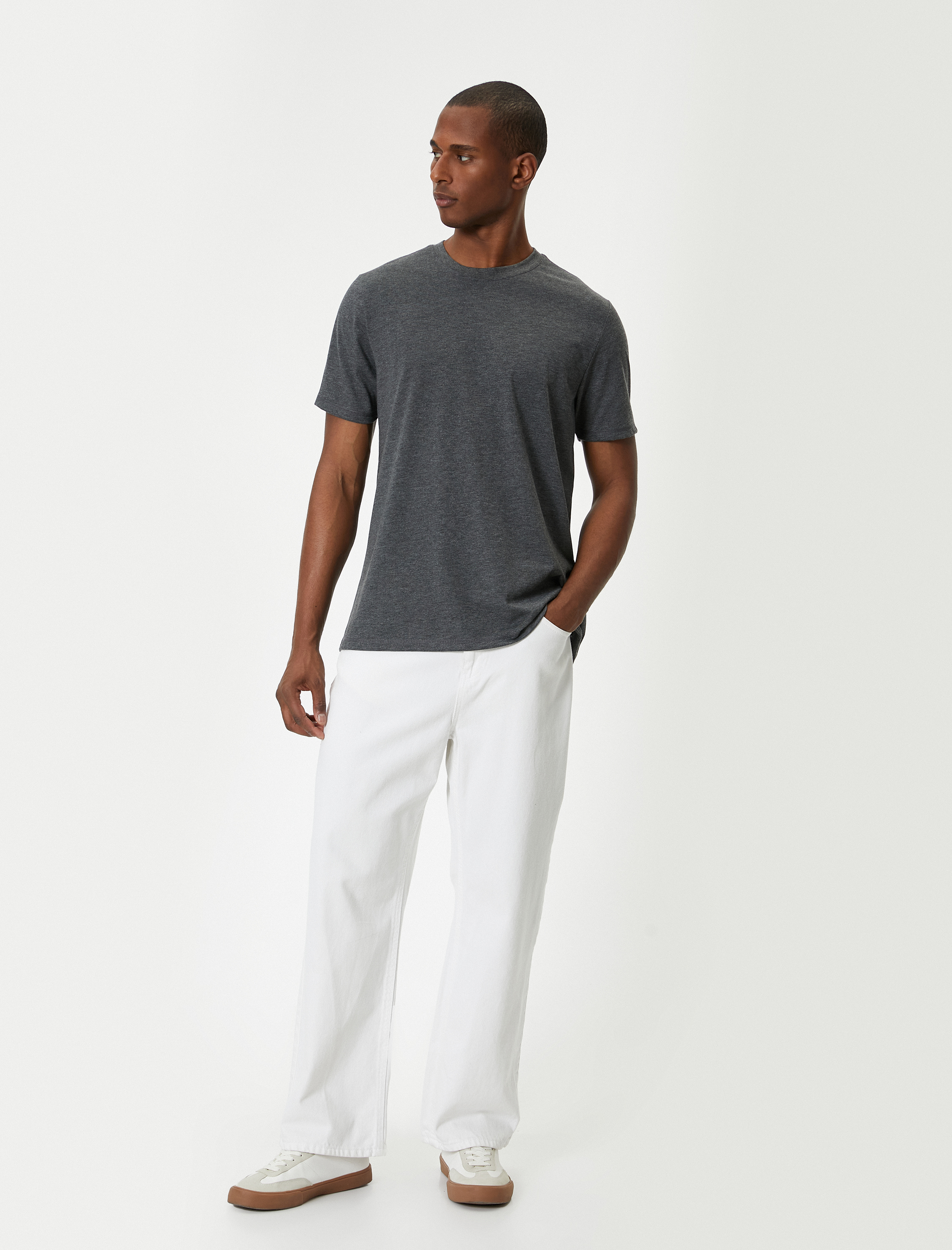   Basic Tişört Kısa Kollu Bisiklet Yaka