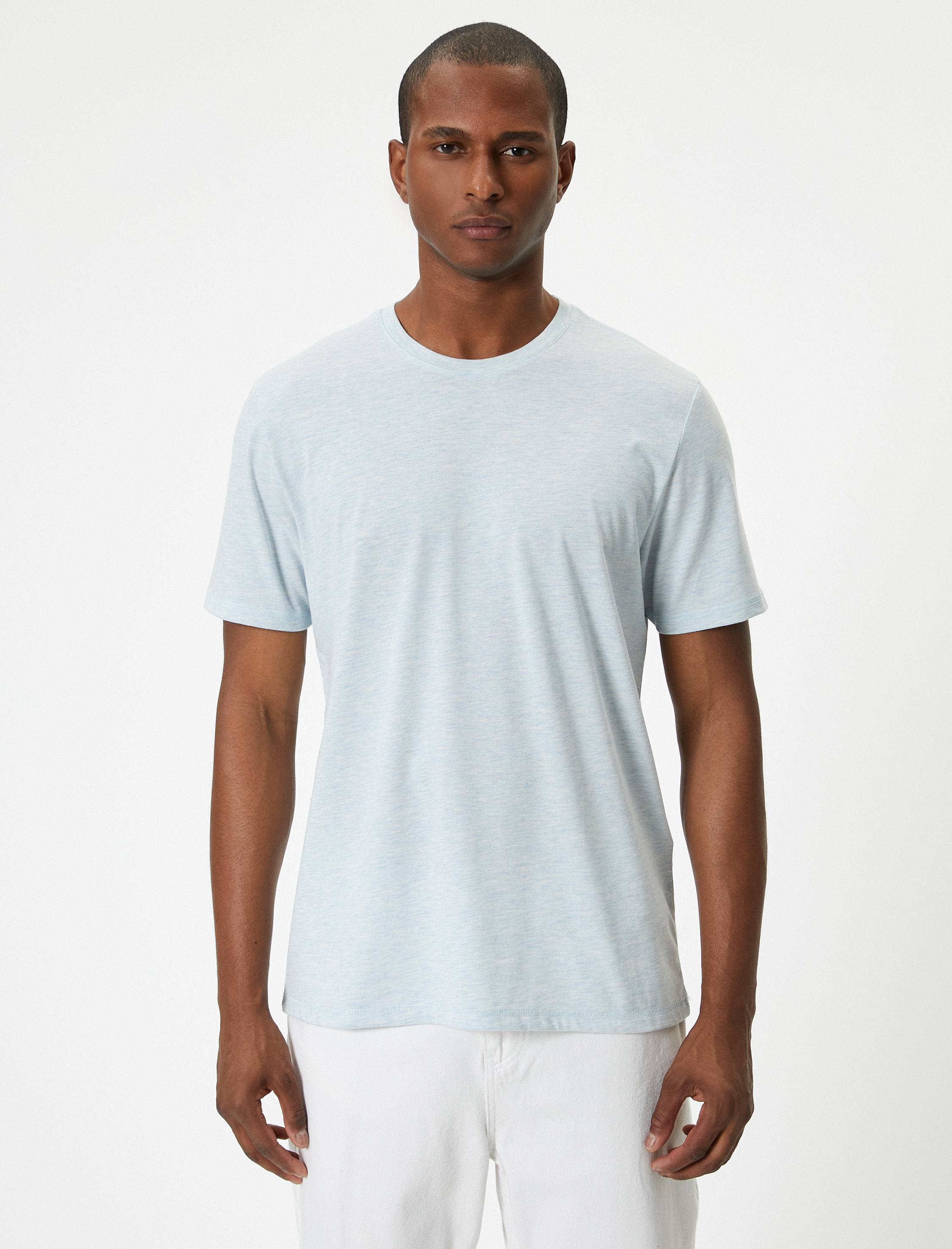   Basic Tişört Kısa Kollu Bisiklet Yaka