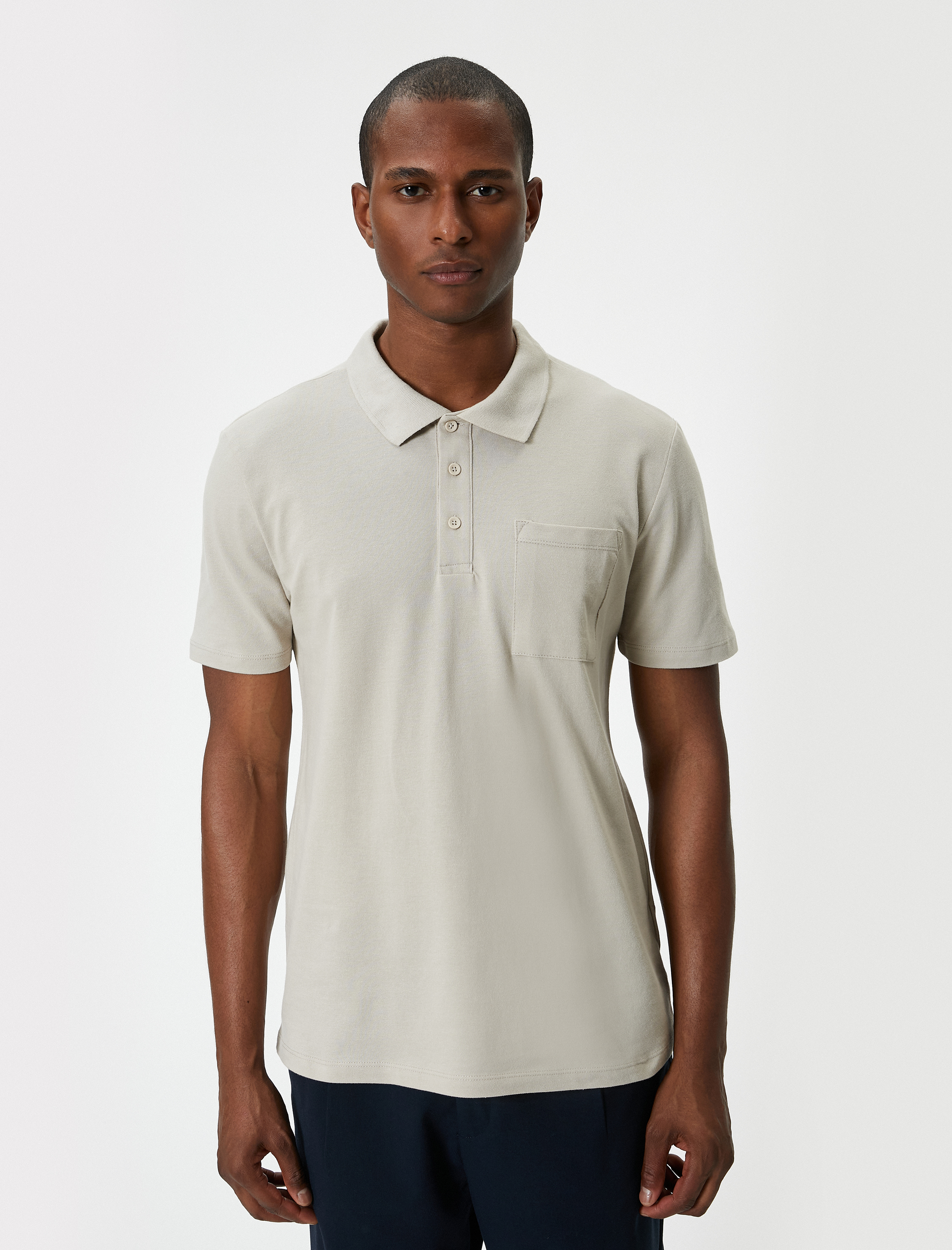   Polo Yaka Tişört Slim Fit Cep Detaylı Düğmeli