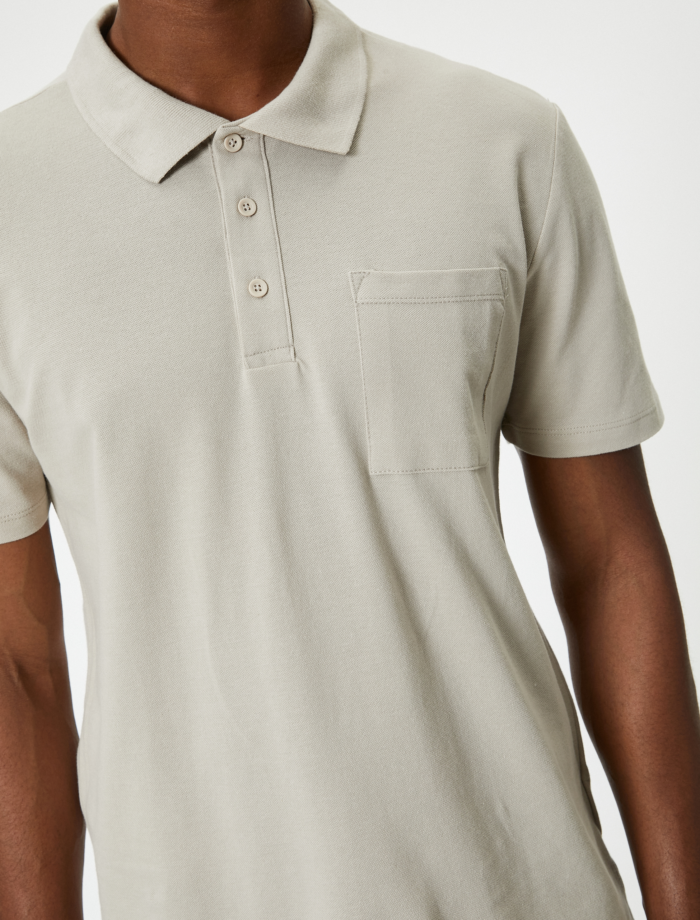   Polo Yaka Tişört Slim Fit Cep Detaylı Düğmeli