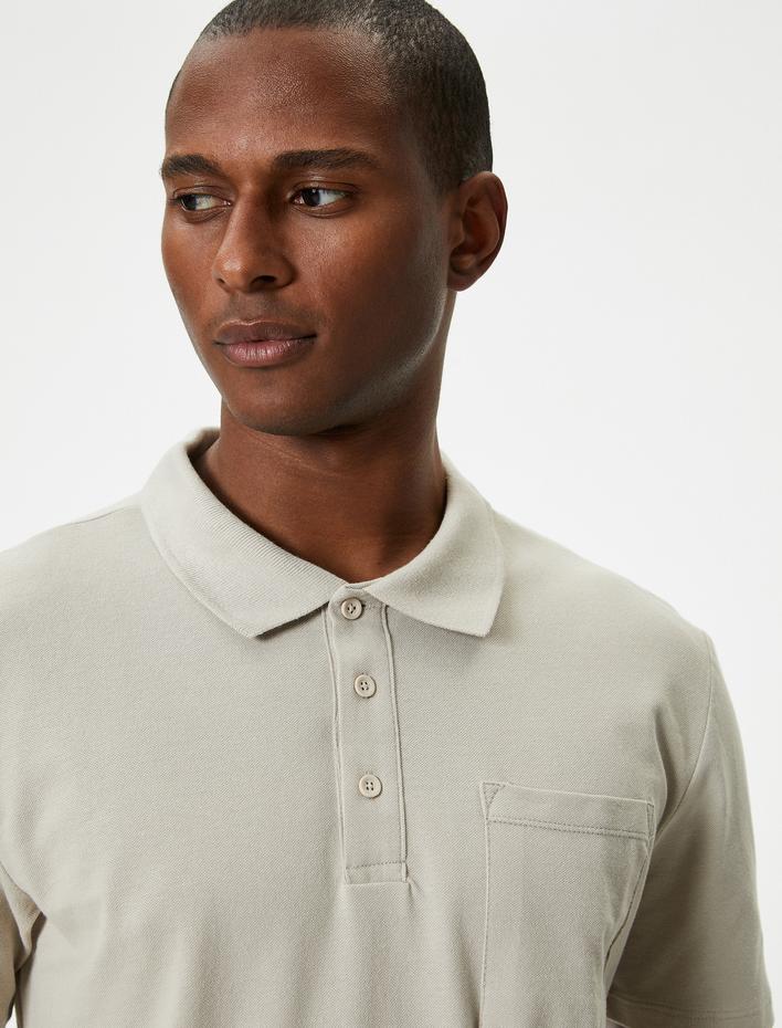  Polo Yaka Tişört Slim Fit Cep Detaylı Düğmeli