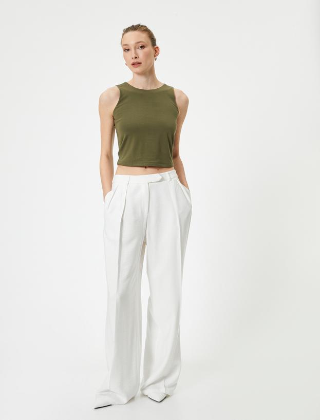 Crop Atlet Basic Bisiklet Yaka Pamuklu Standart Kesim_1