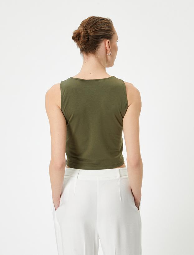 Crop Atlet Basic Bisiklet Yaka Pamuklu Standart Kesim_3