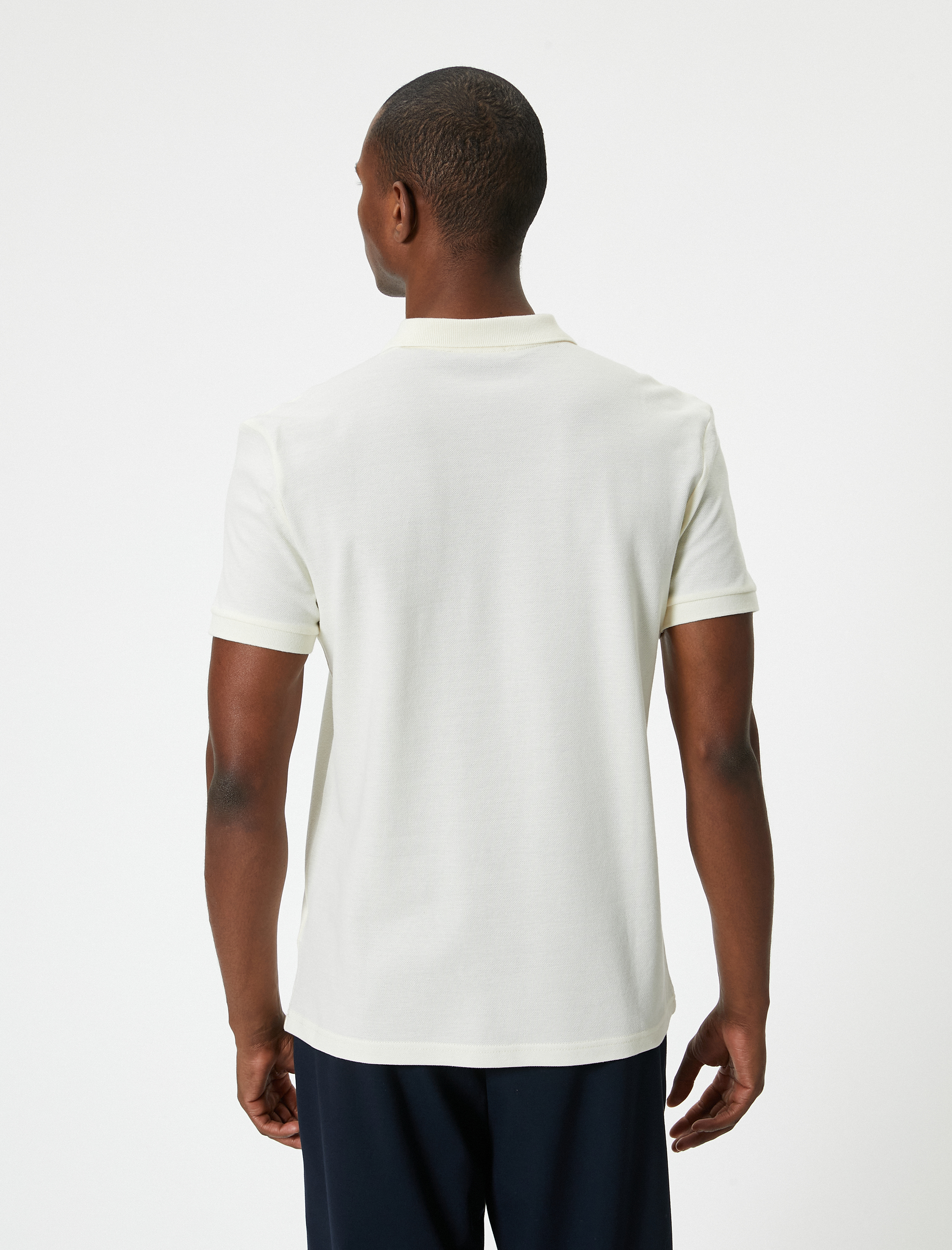   Polo Yaka Tişört Slim Fit Baskılı Düğmeli Kısa Kollu