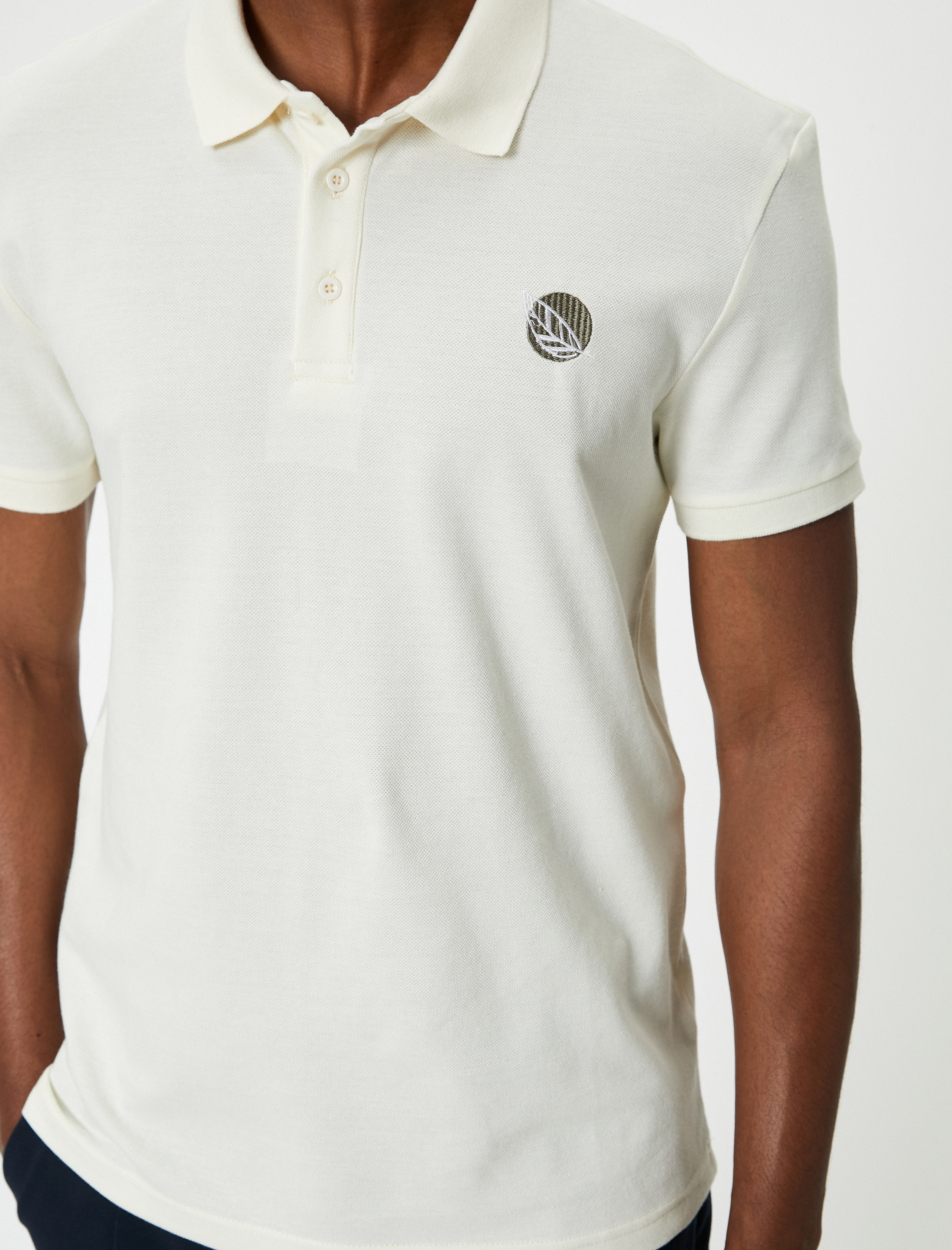   Polo Yaka Tişört Slim Fit Baskılı Düğmeli Kısa Kollu