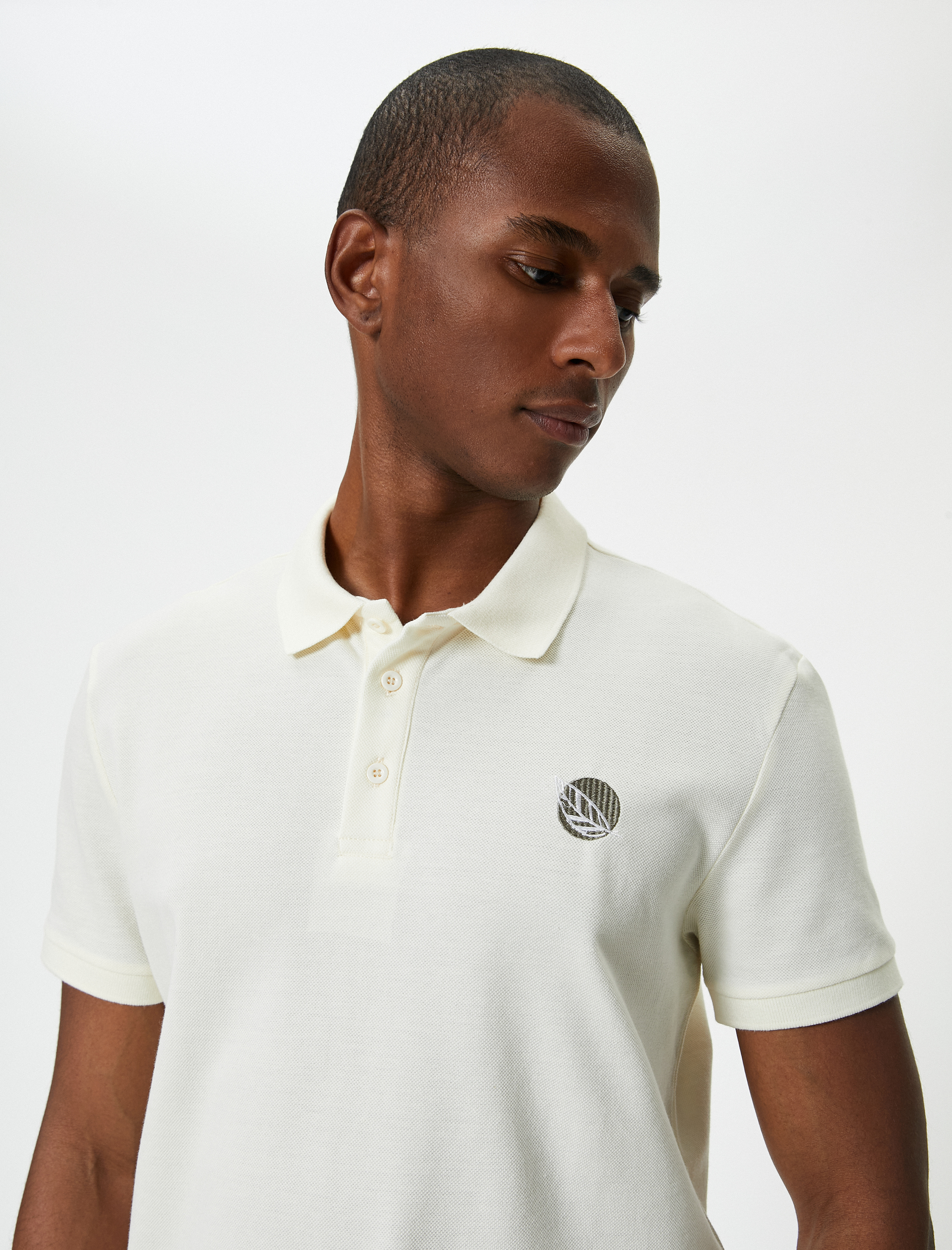   Polo Yaka Tişört Slim Fit Baskılı Düğmeli Kısa Kollu