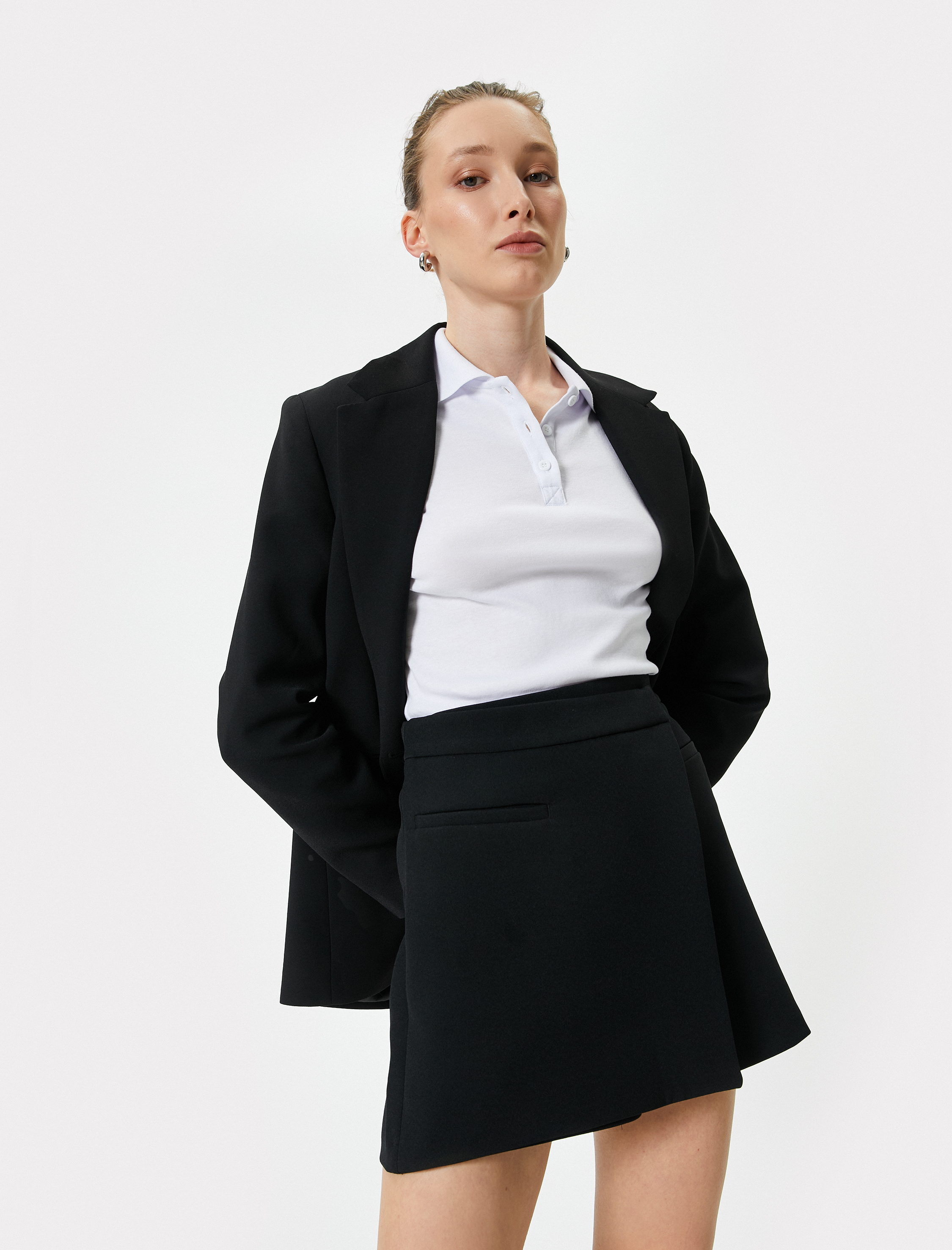   Mini Şort Etek Kapaklı Fleto Cepli Normal Bel