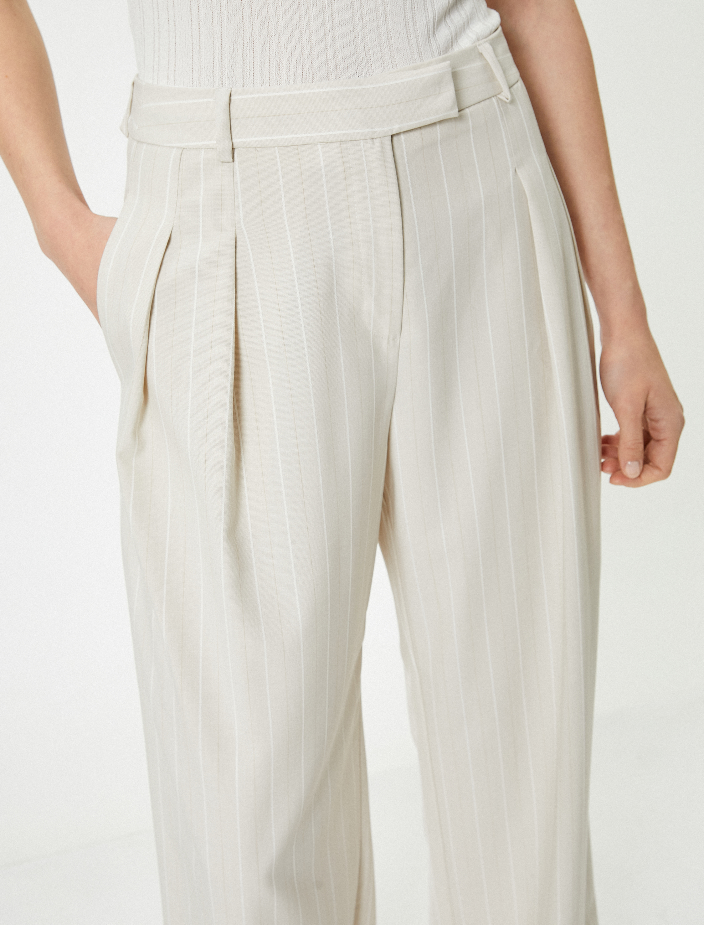   Bol Paça Palazzo Pantolon Normal Bel Cep Detaylı Viskon Karışımlı