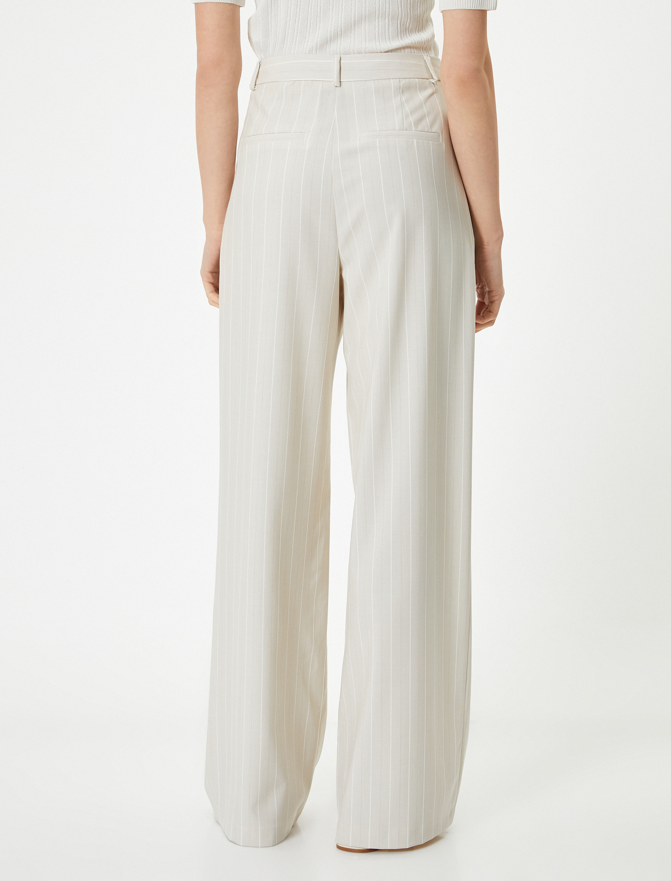   Bol Paça Palazzo Pantolon Normal Bel Cep Detaylı Viskon Karışımlı