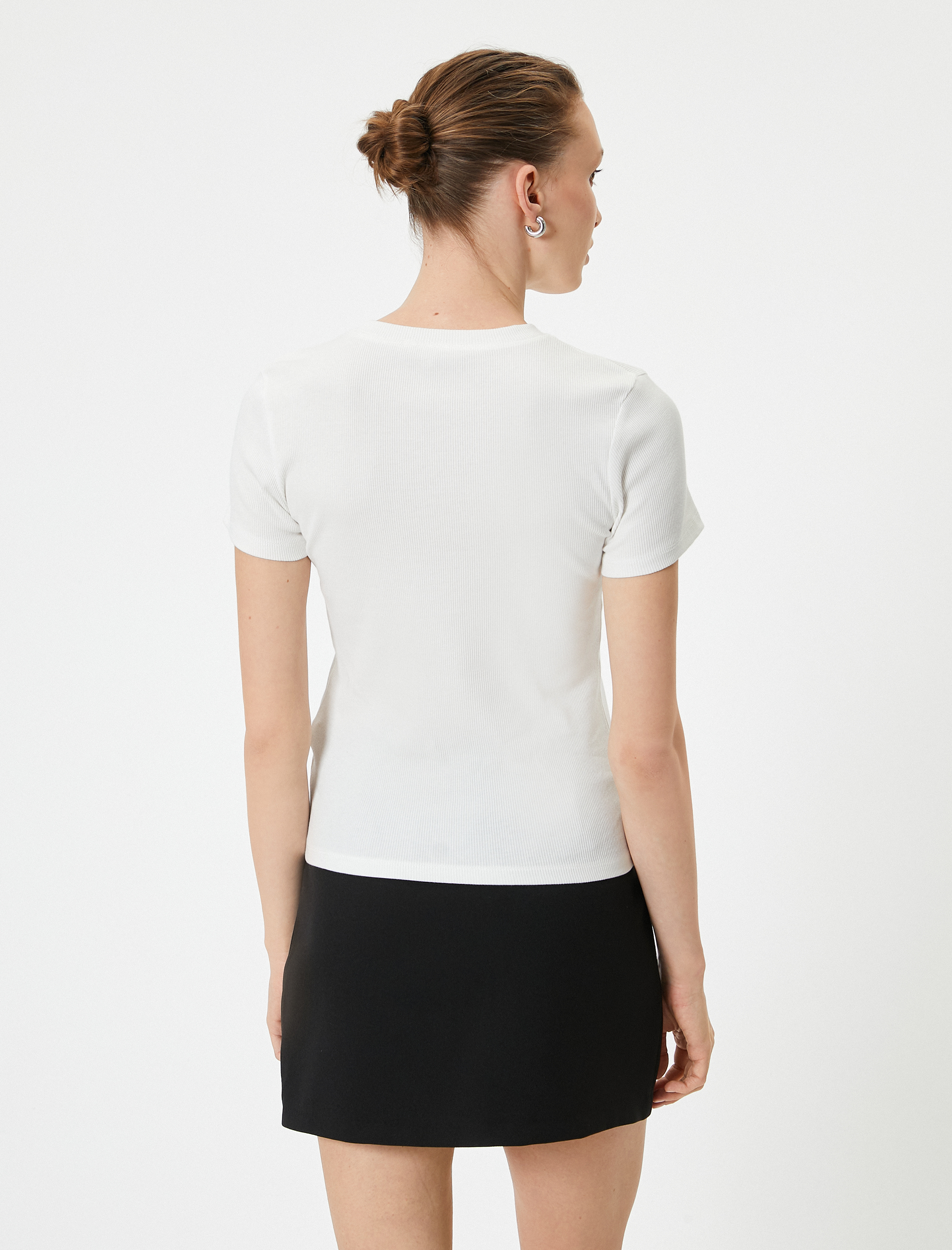   Slogan Baskılı Tişört Kısa Kollu Bisiklet Yaka Pamuklu Fitilli Standart Kesim