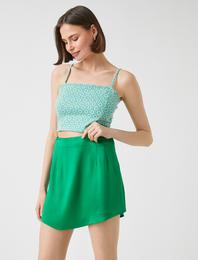 Çiçekli Crop Atlet İnce Askılı U Yaka