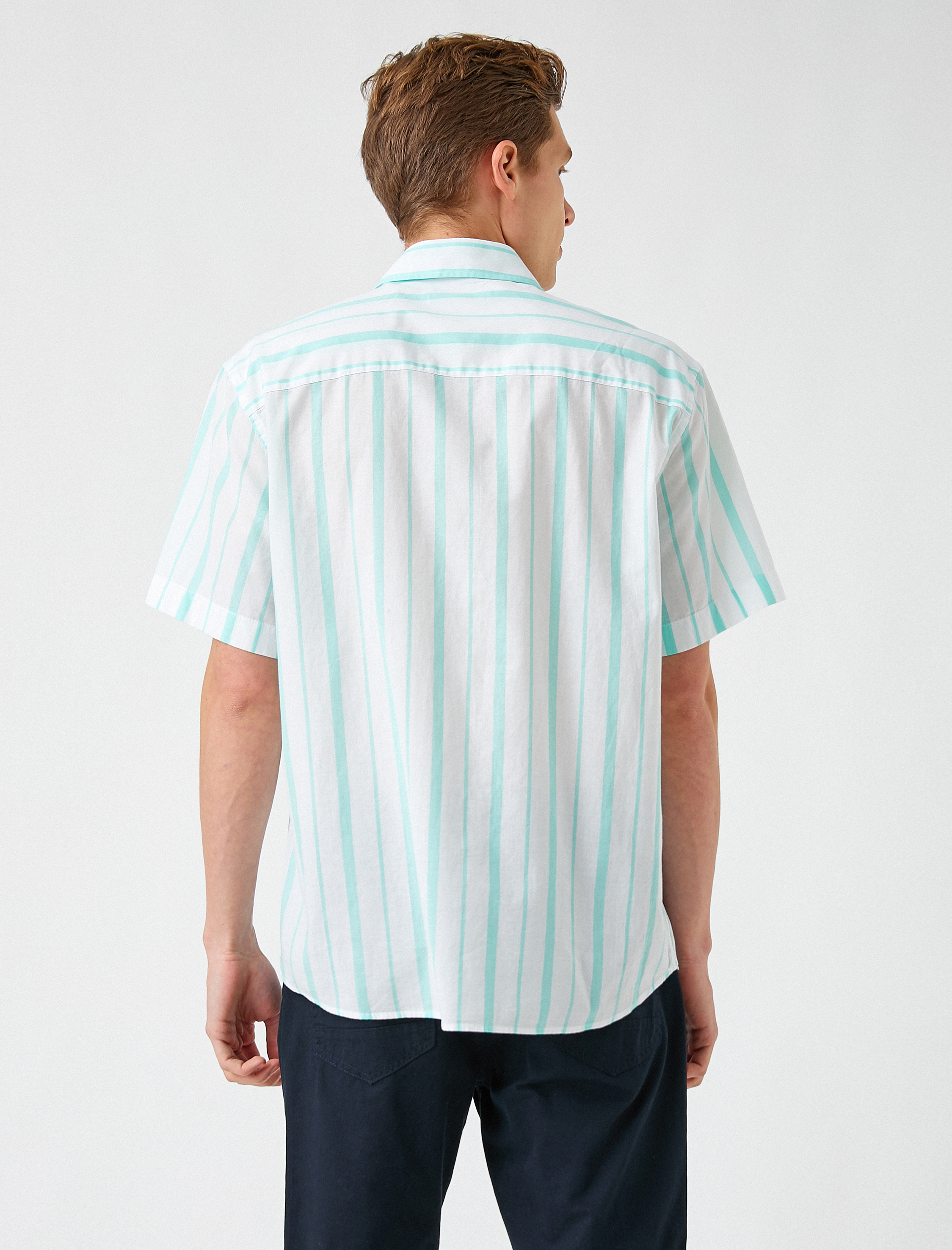   Çizgili Kısa Kollu Yazlık Gömlek