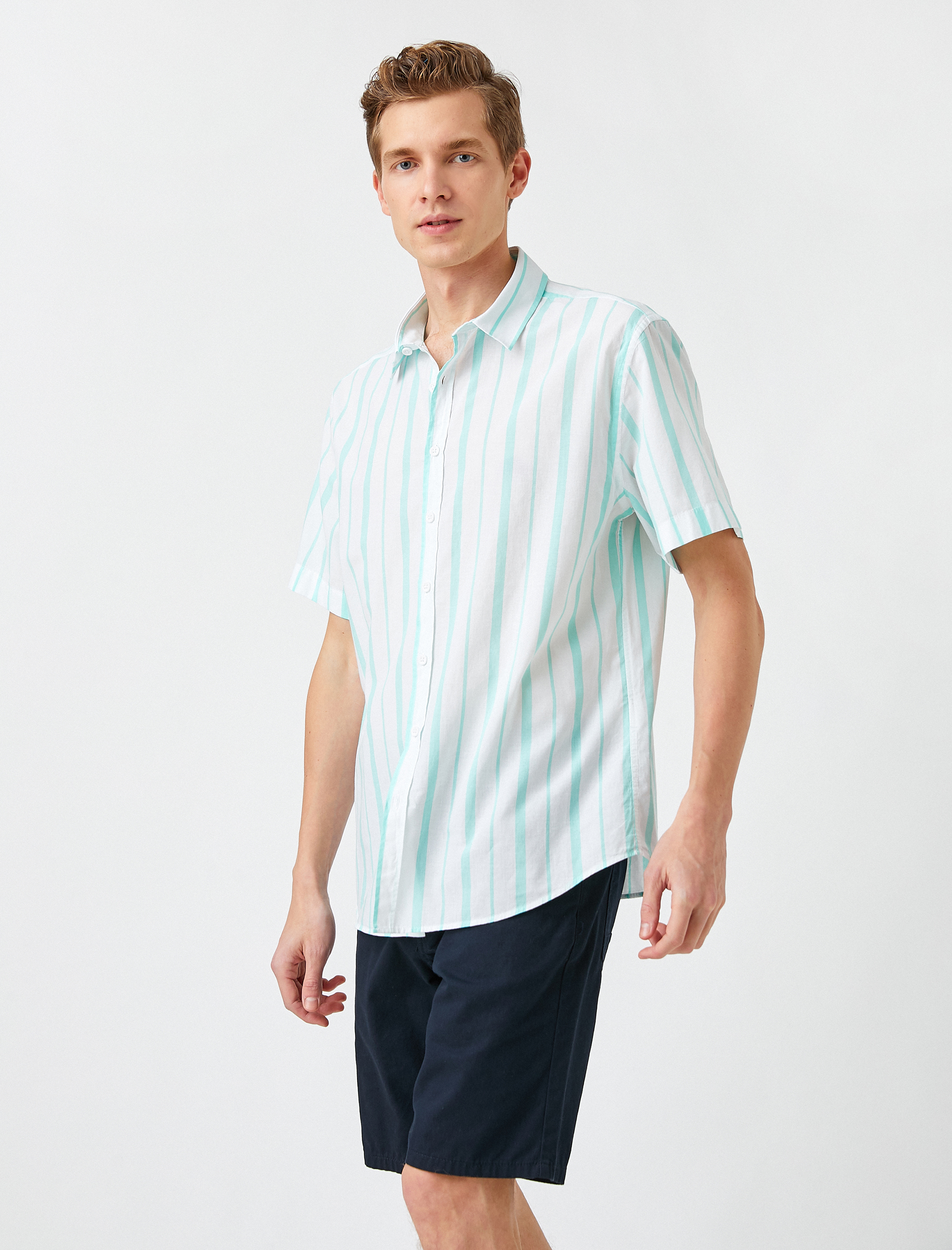   Çizgili Kısa Kollu Yazlık Gömlek