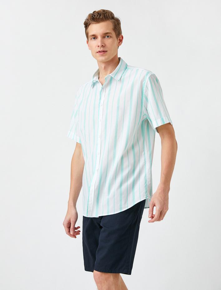  Çizgili Kısa Kollu Yazlık Gömlek