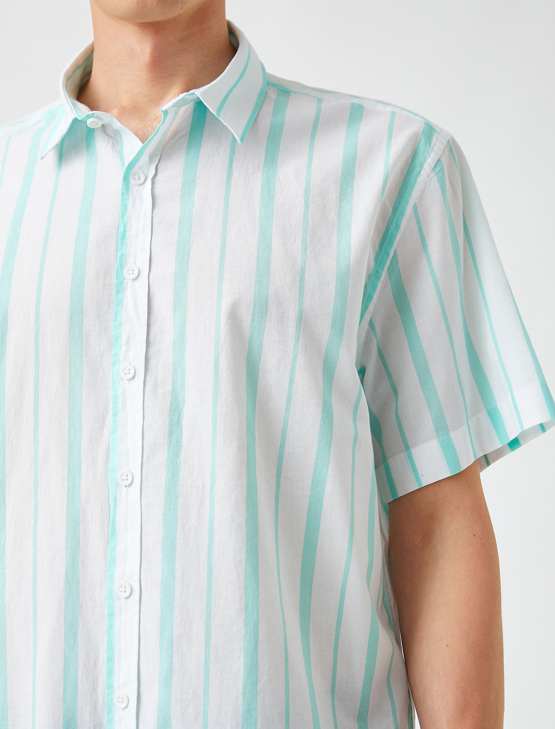   Çizgili Kısa Kollu Yazlık Gömlek