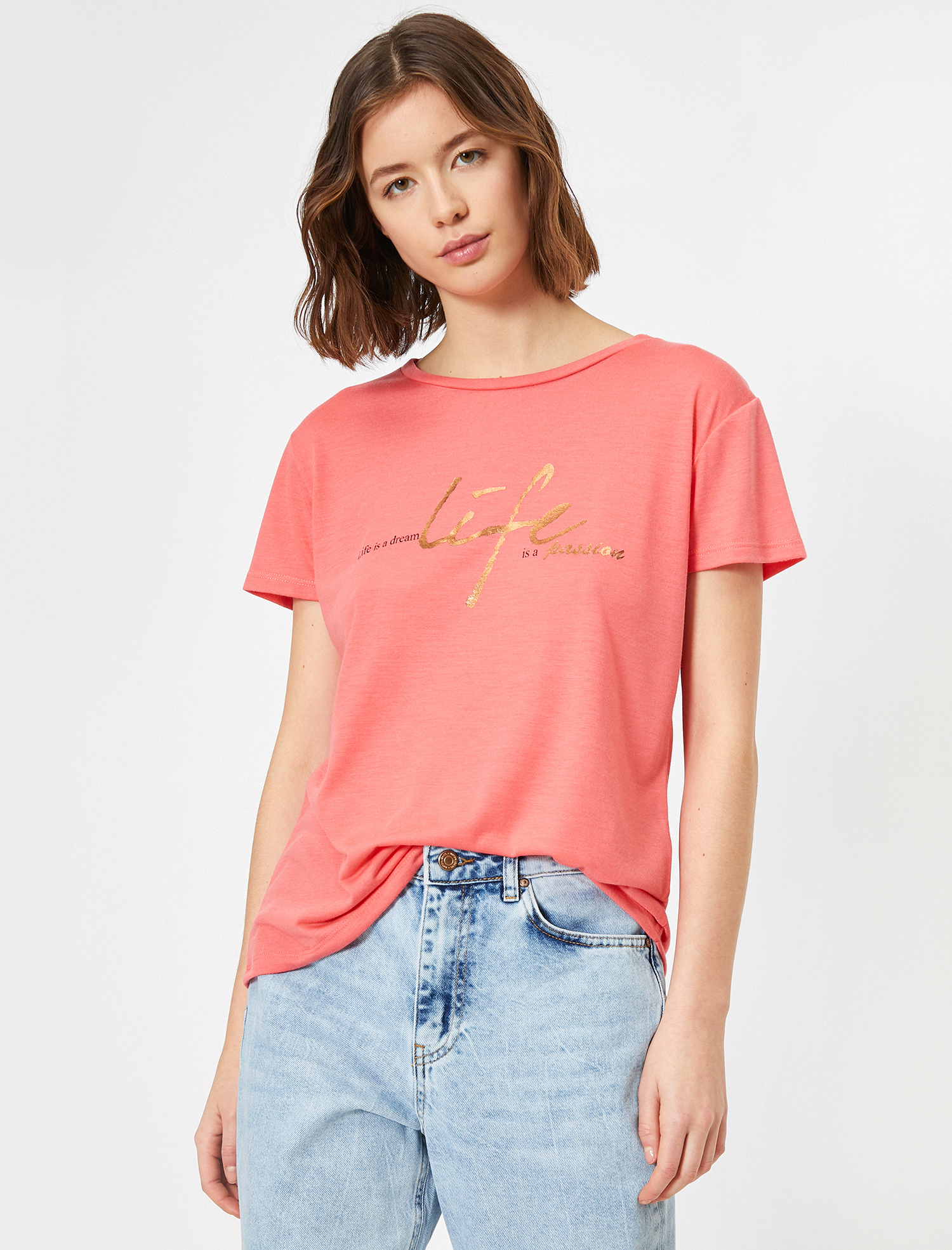   Baskılı Bisiklet Yaka Tişört