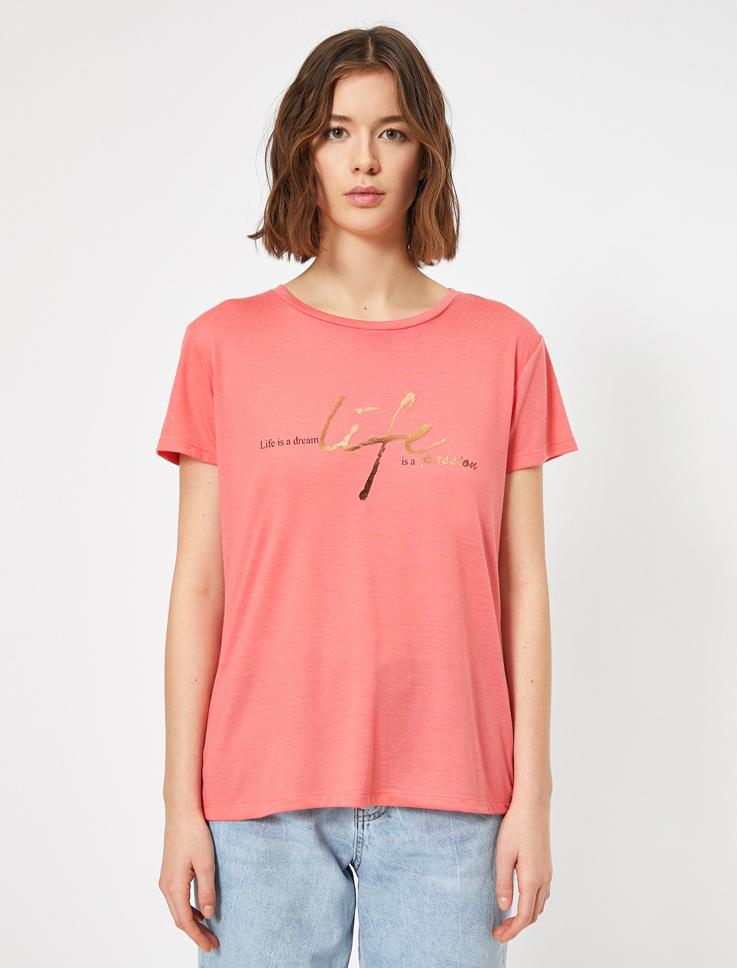   Baskılı Bisiklet Yaka Tişört