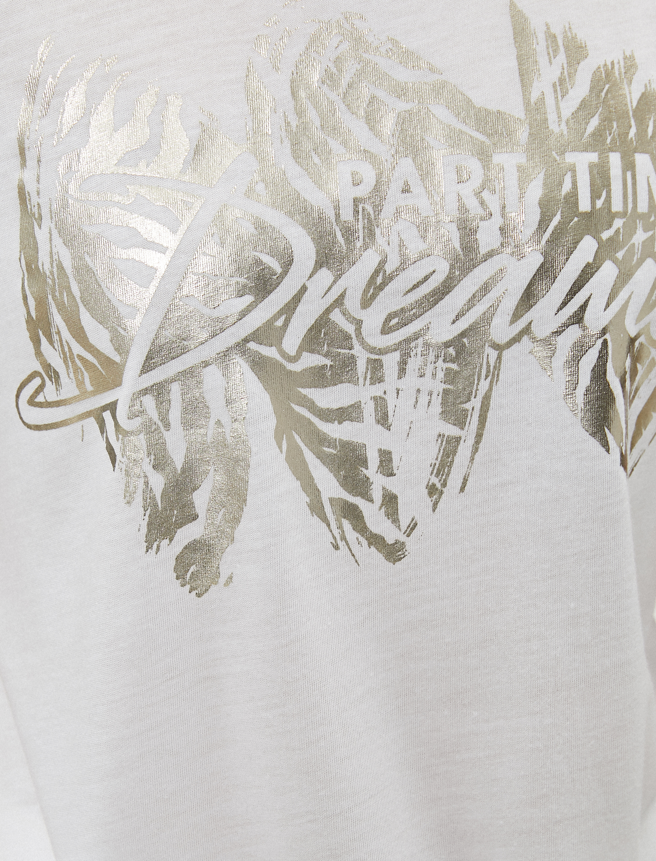   Balon Kollu Varak Baskı Detaylı Bisiklet Yaka Tişört