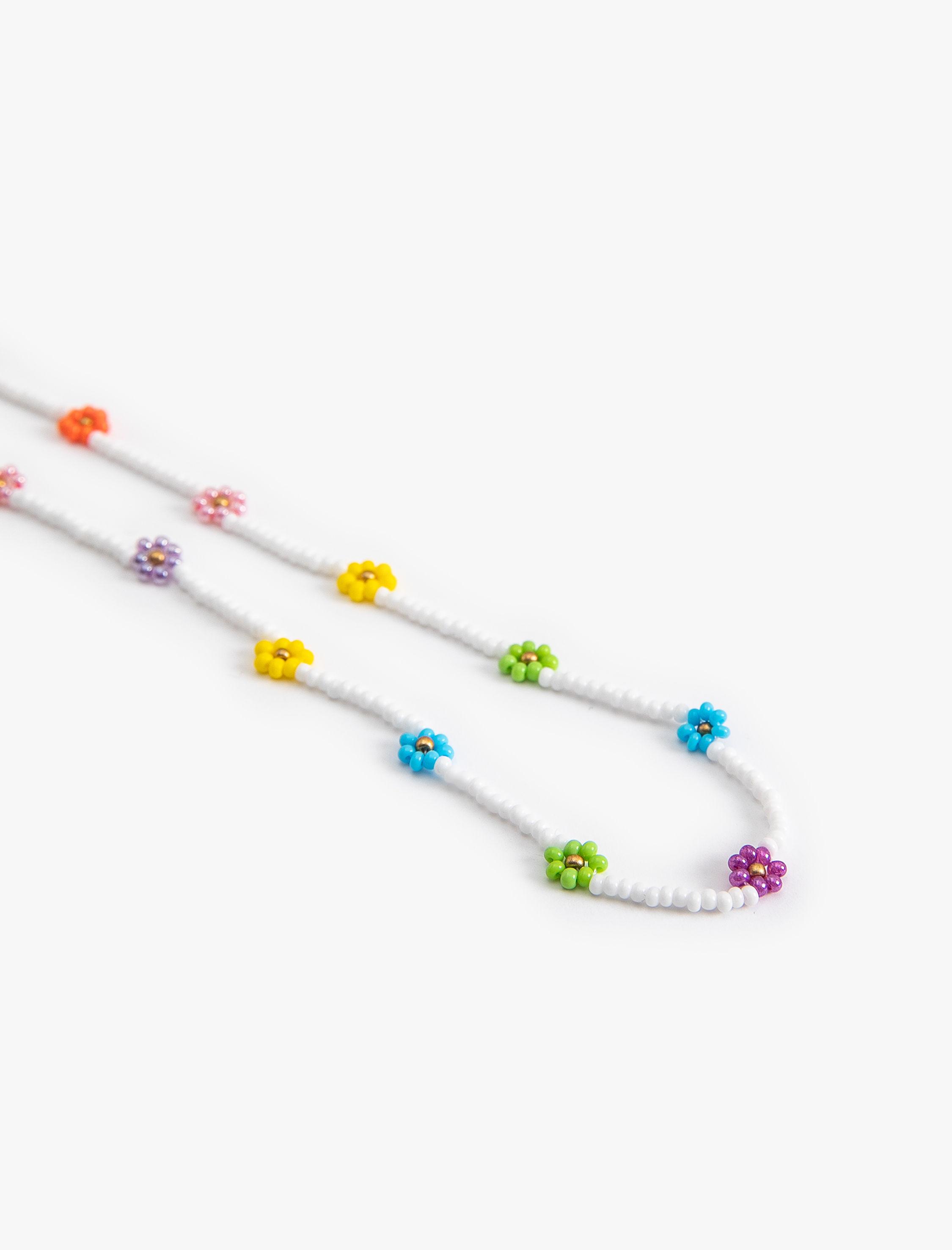  Kadın Boncuklu Kolye Renkli Çiçekli