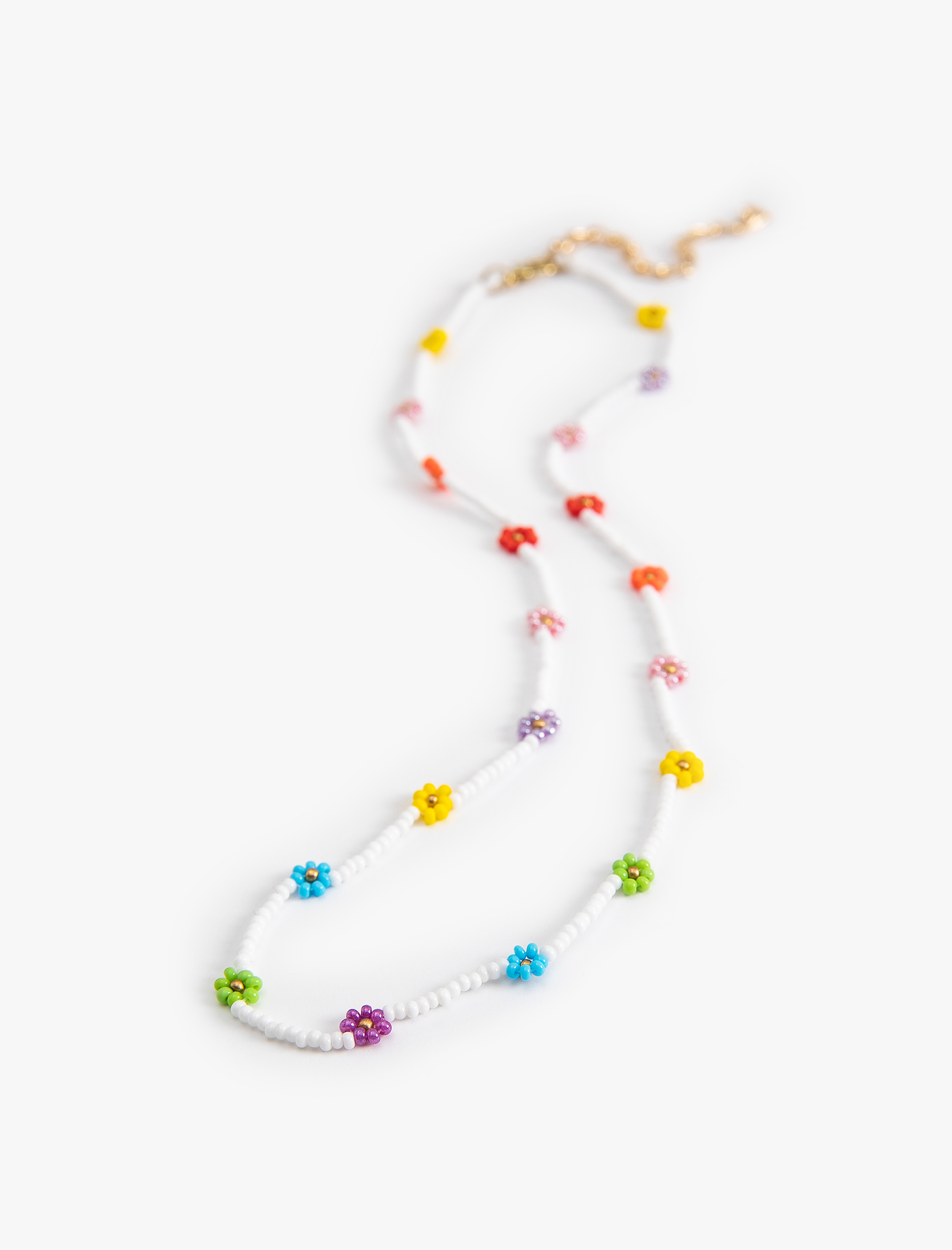  Kadın Boncuklu Kolye Renkli Çiçekli