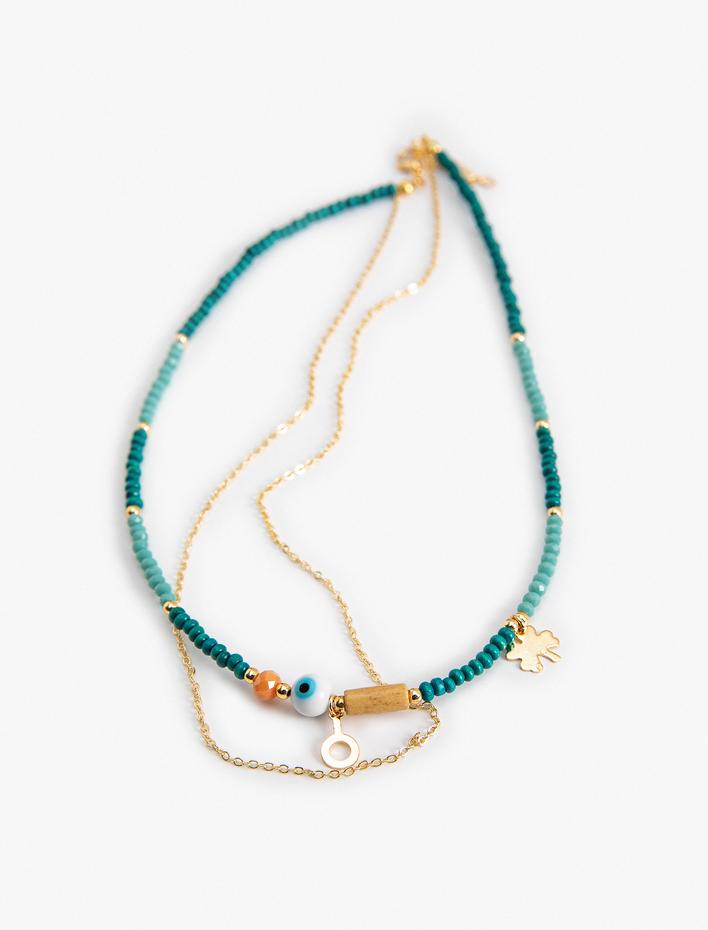 Kadın Nazar Boncuklu Kolye Çift Sıralı