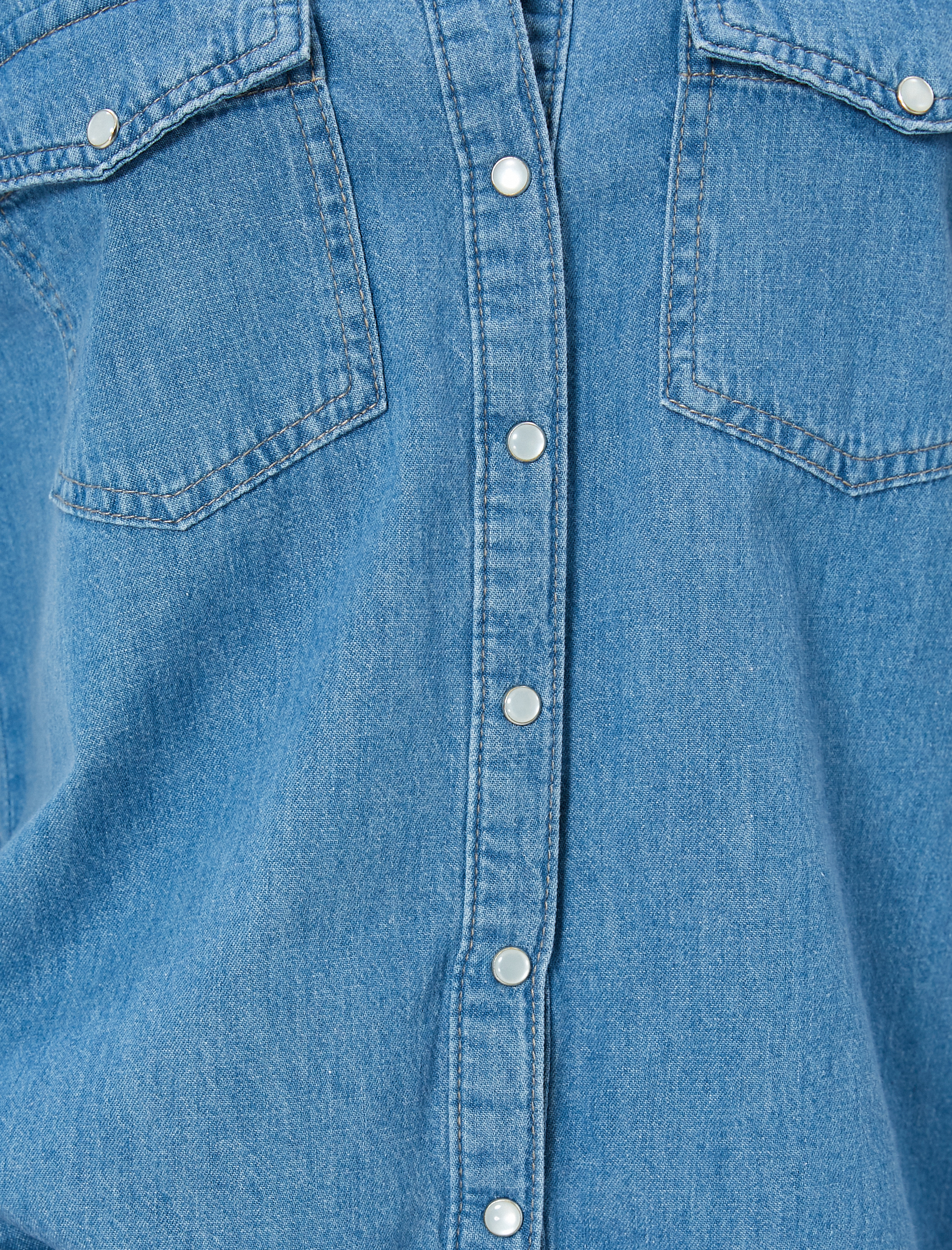   Kot Gömlek Uzun Kollu Cepli Çıtçıt Düğmeli Pamuklu Rahat Kesim