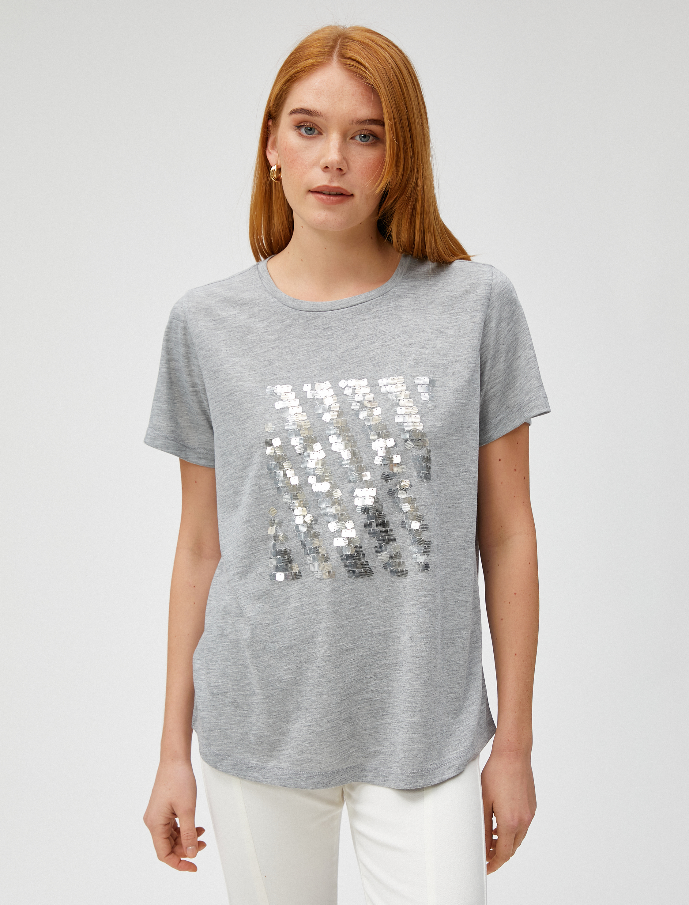   Payetli Tişört Kısa Kollu