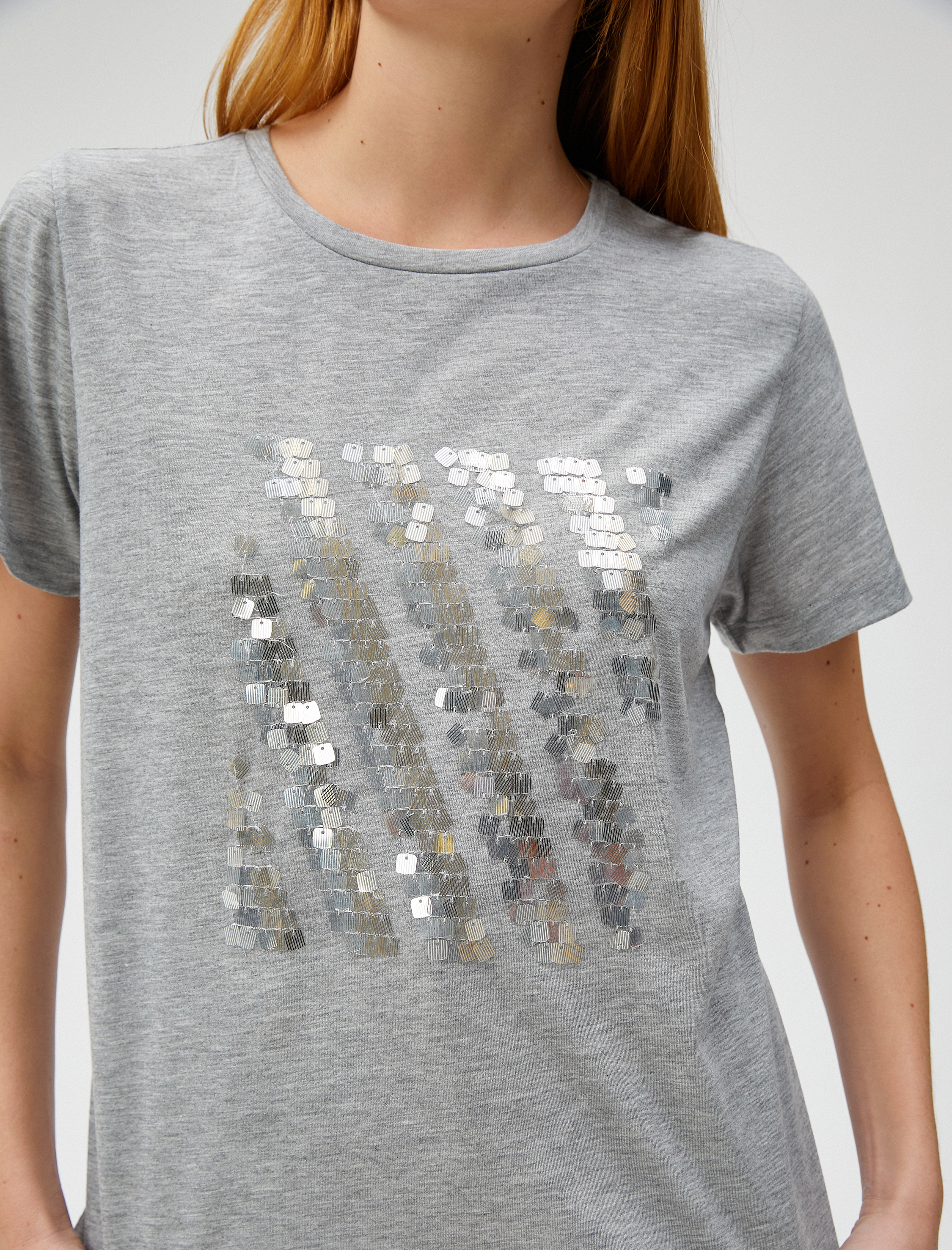   Payetli Tişört Kısa Kollu