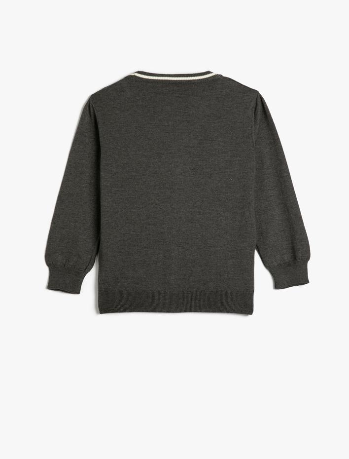 Erkek Çocuk Hırka Düğmeli V Yaka Triko