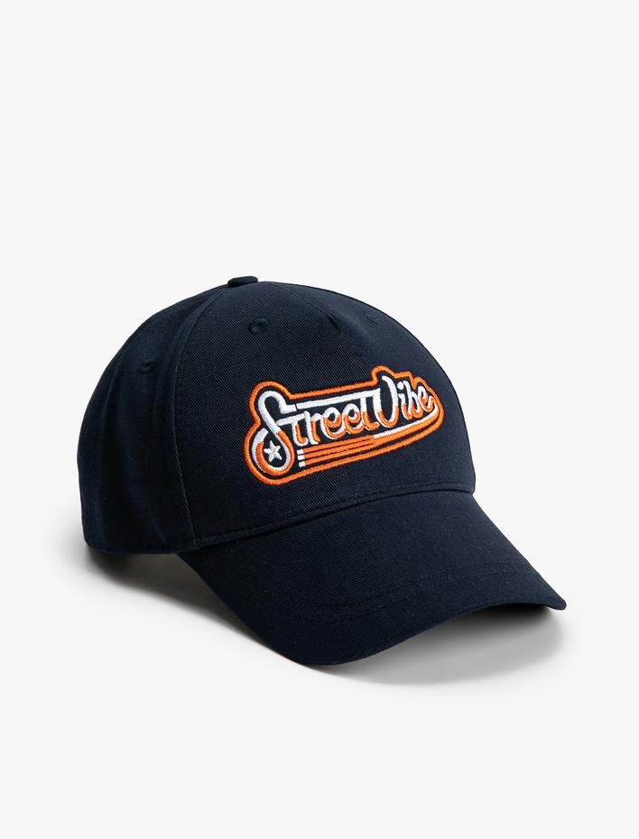 Erkek Kolej Kep Şapka İşlemeli Pamuklu