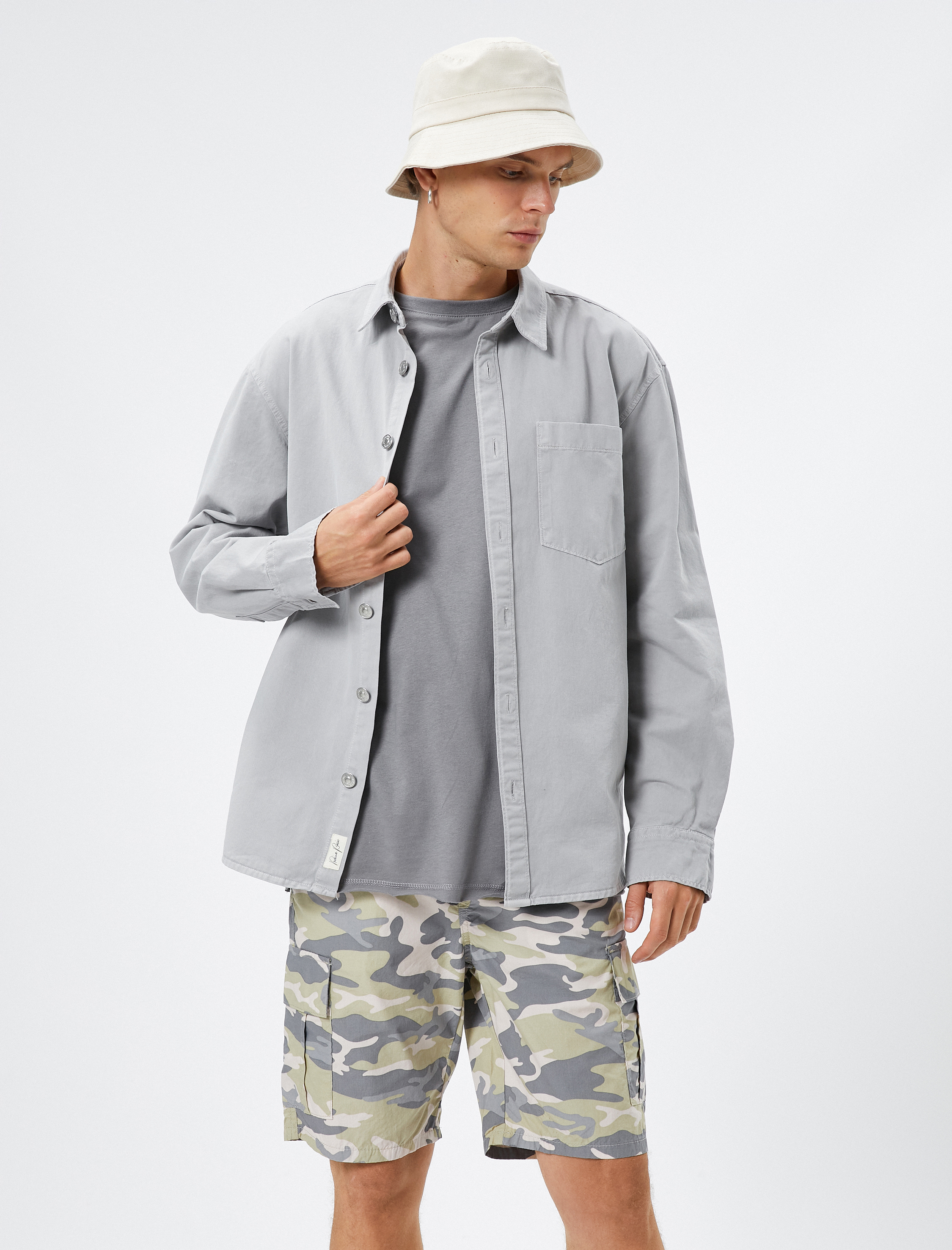   Kargo Şort Kamuflaj Baskılı Beli Bağcıklı Cep Detaylı